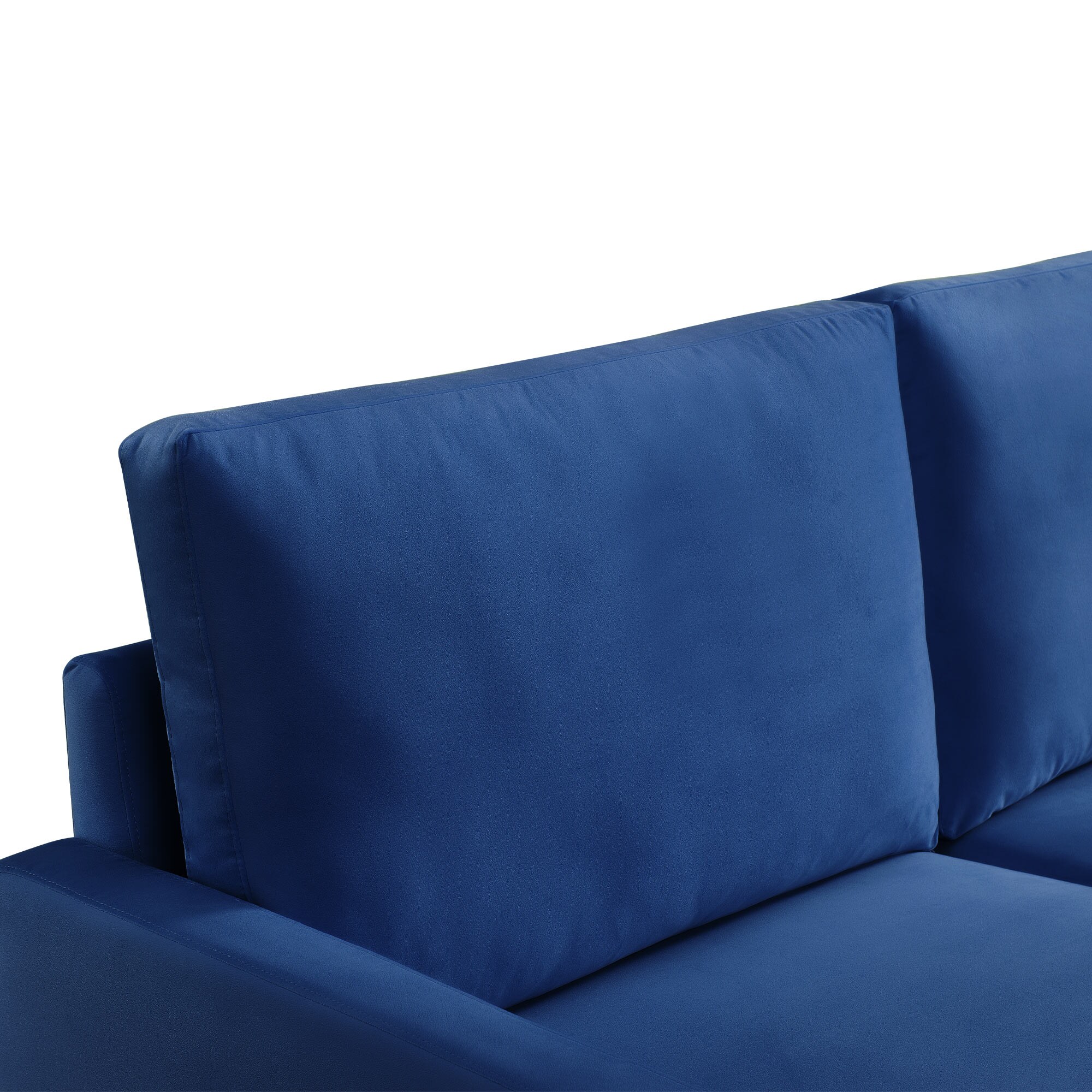 Modern Blue Velvet 57" Loveseat with Square Arms