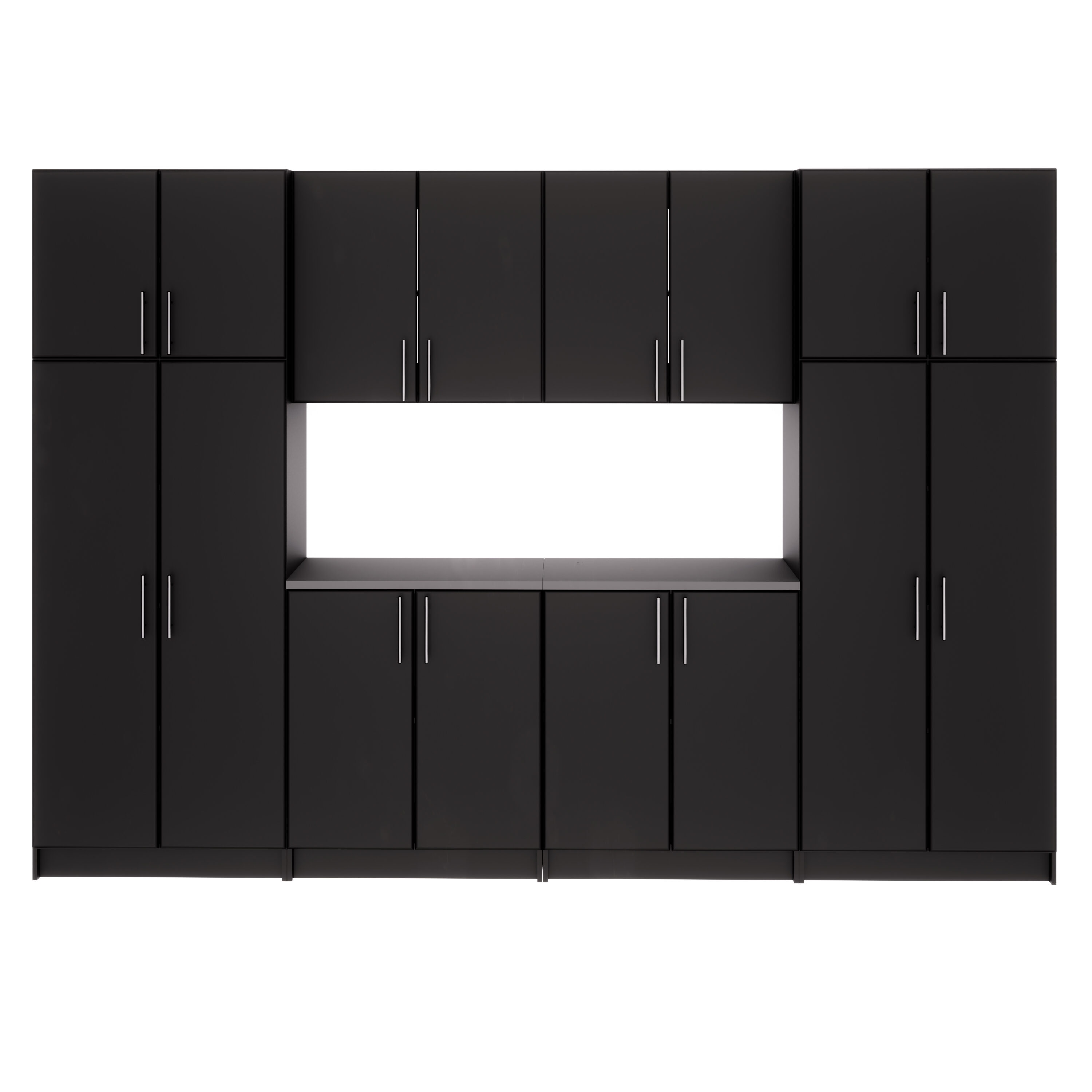 Prepac BRSX-1016-8M Elite 128-in W x 89-in H Wood composite Black Freestanding Utility Storage Cabinet