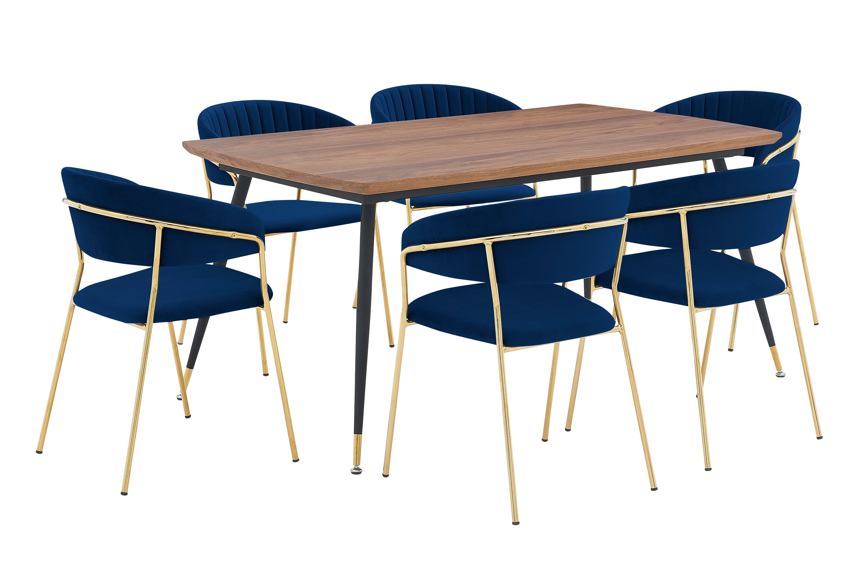 Armen Living SETMSDIBLU7F Brushed Stainless Steal Contemporary/Modern Dining Room Set with Round Table (Seats 6)