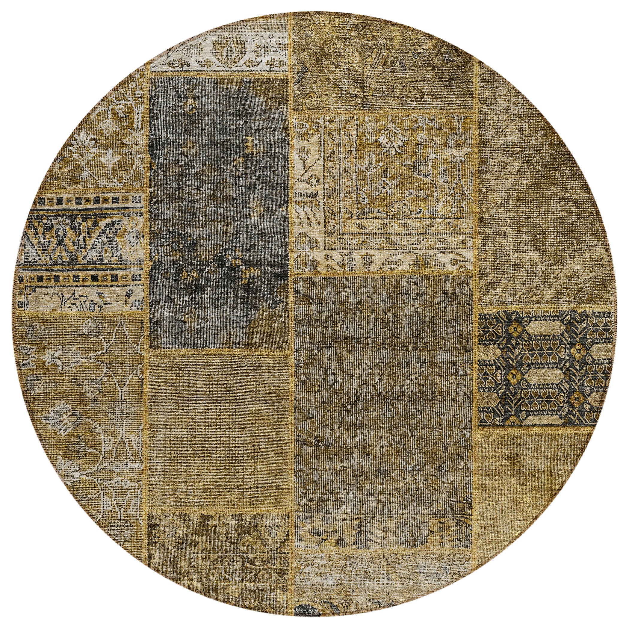 Addison Rugs ACN669BR8RO Chantille ACN669BR 8 x 8 (ft) Polyester Brown Round Indoor/Outdoor Geometric Machine washable Area rug