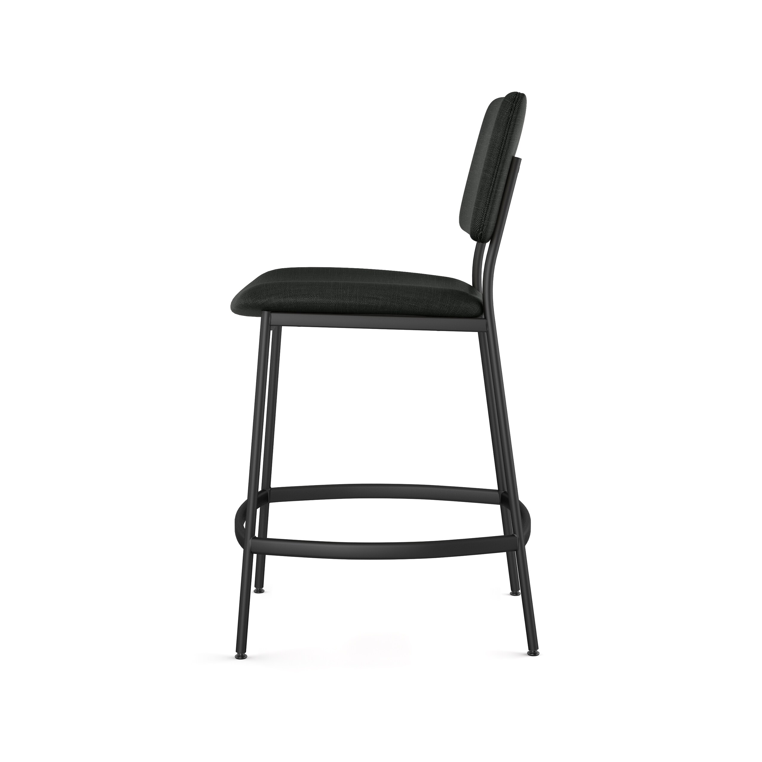 Sullivan Chic 26'' Black Metal Counter Stool with Polyester Seat
