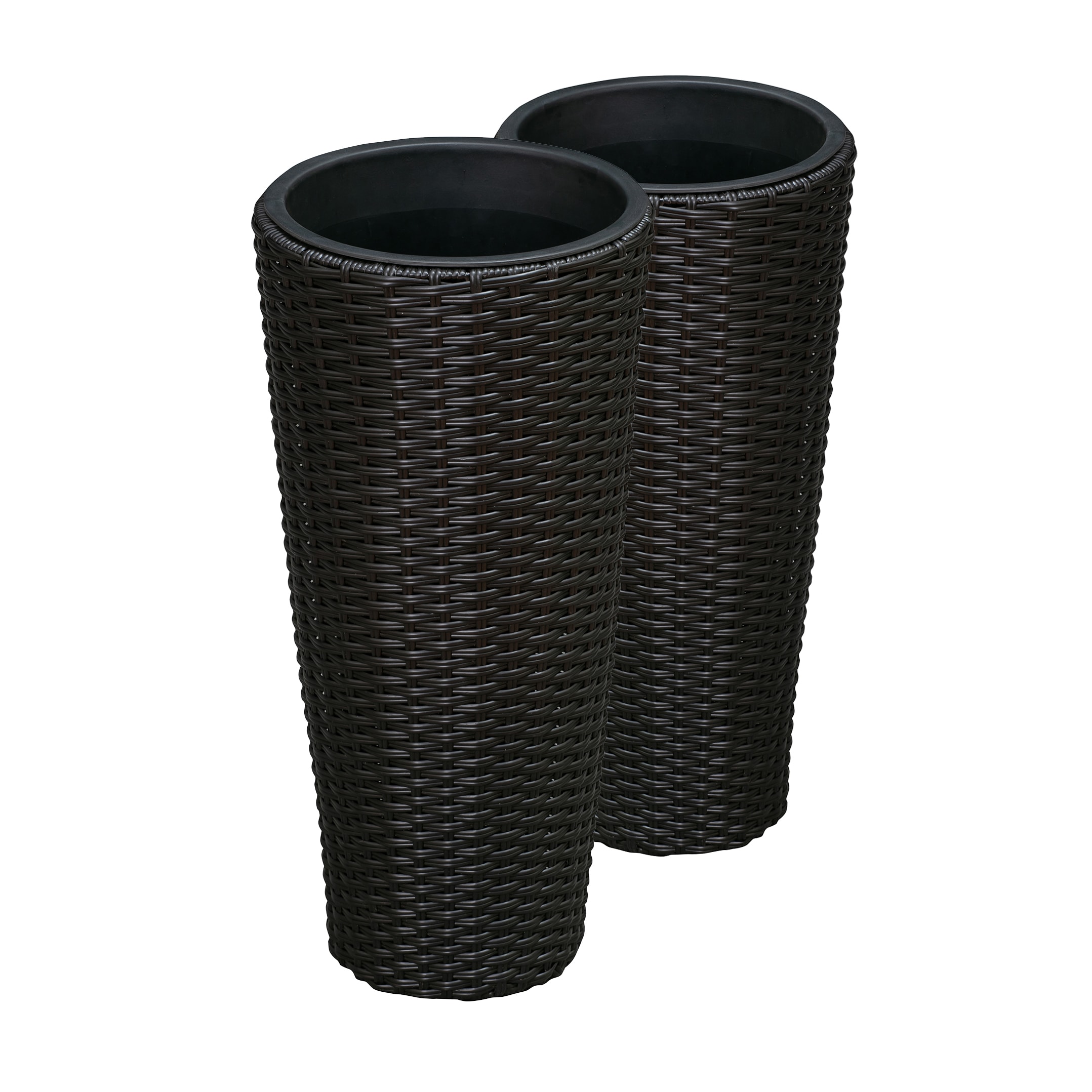Balkene Home 63741 2 -Pack Round 11.75-in W Medium Black Resin Indoor/Outdoor Planter with Drainage Holes