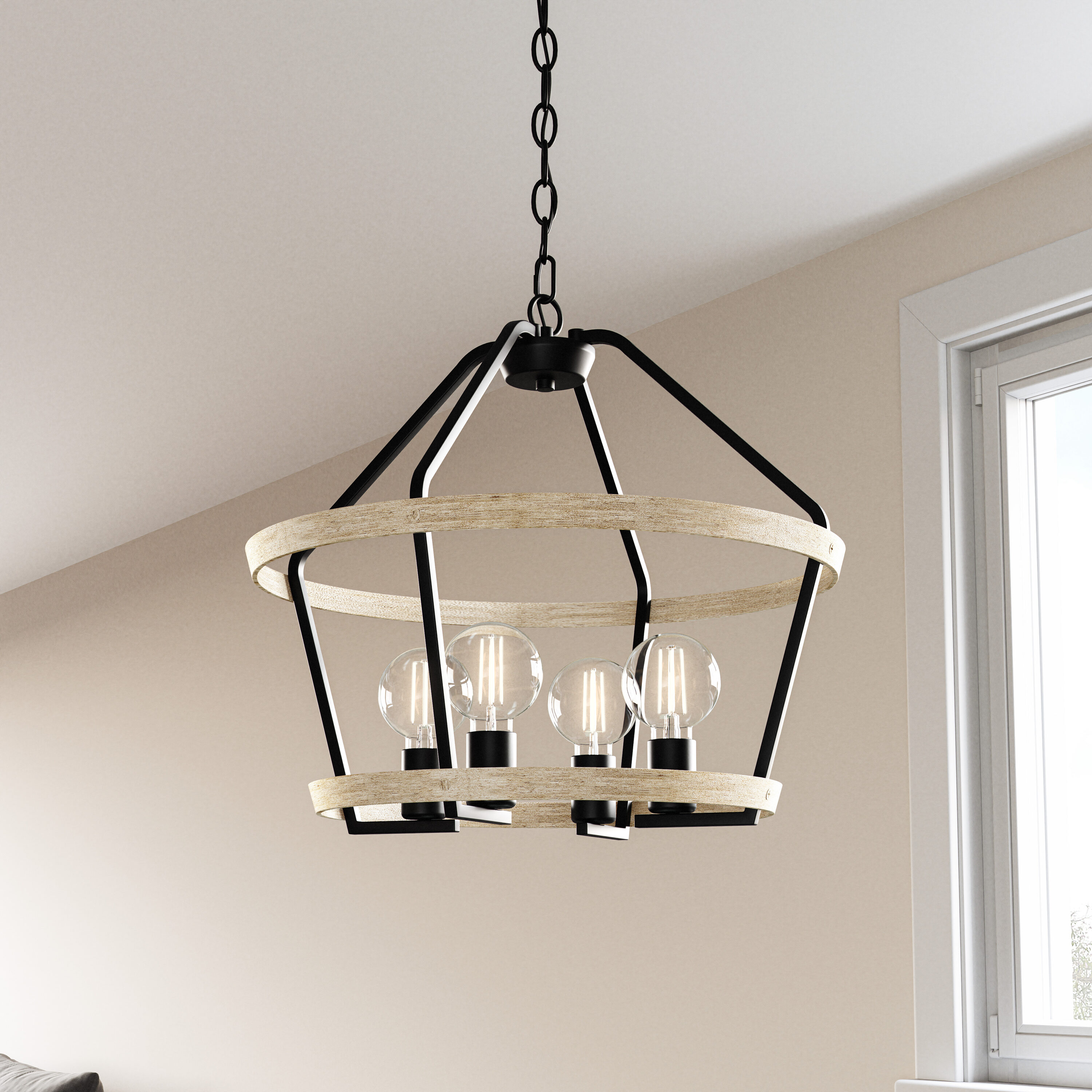 Quoizel LWS7970D3 Sumpter 4 -Light Matte Black Transitional Lantern Medium Hanging Pendant light