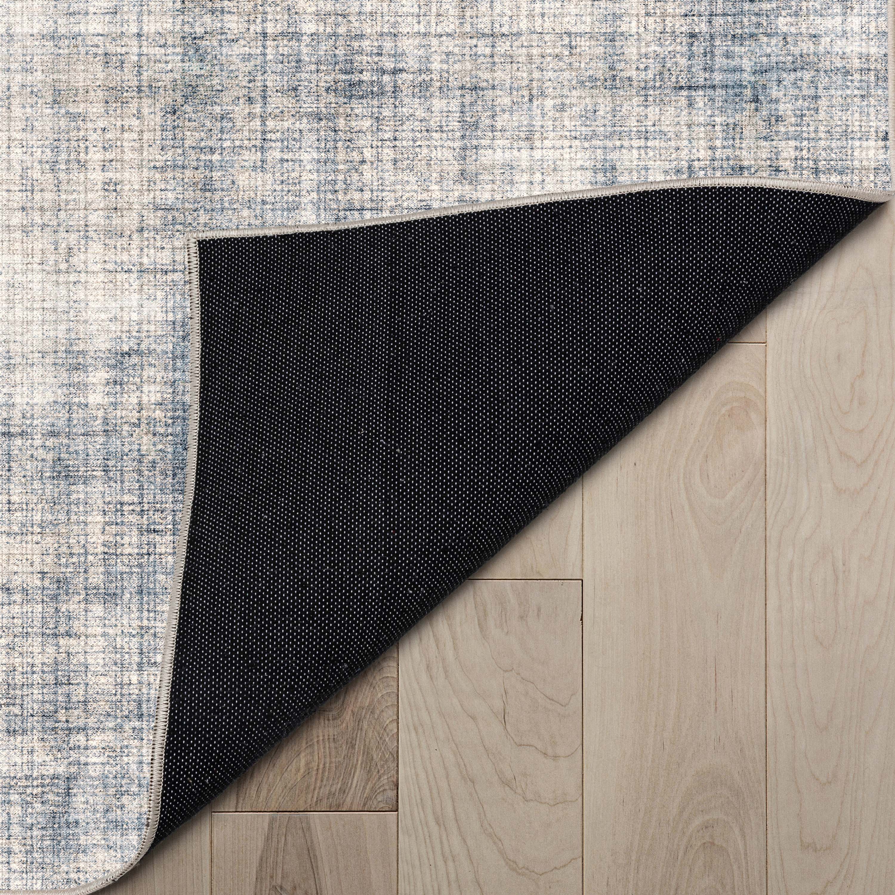 Blue Cream Abstract Plaid Flat-Weave Area Rug 9'10" x 13'