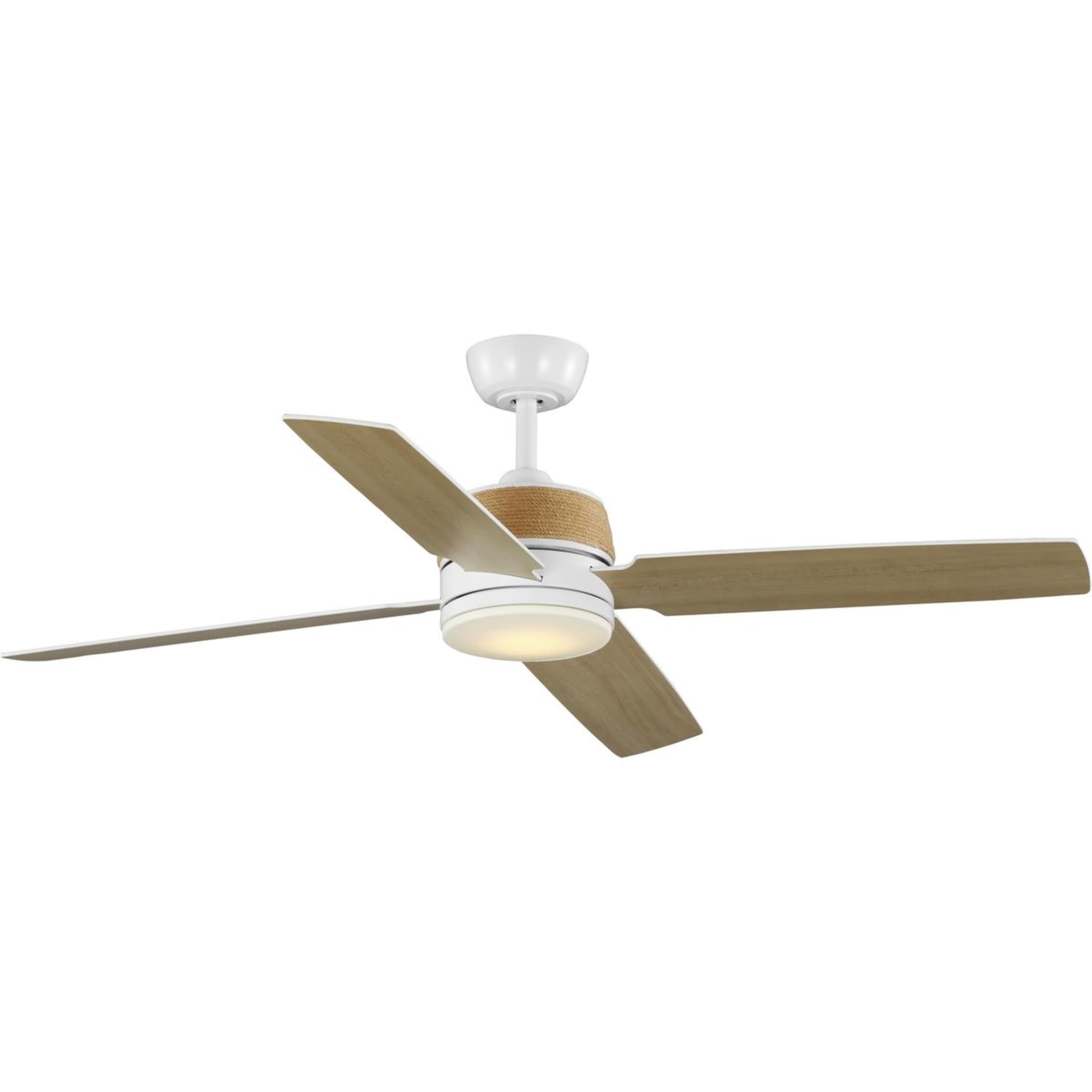 Shaffer II 56" Satin White LED Ceiling Fan with Jute Rope