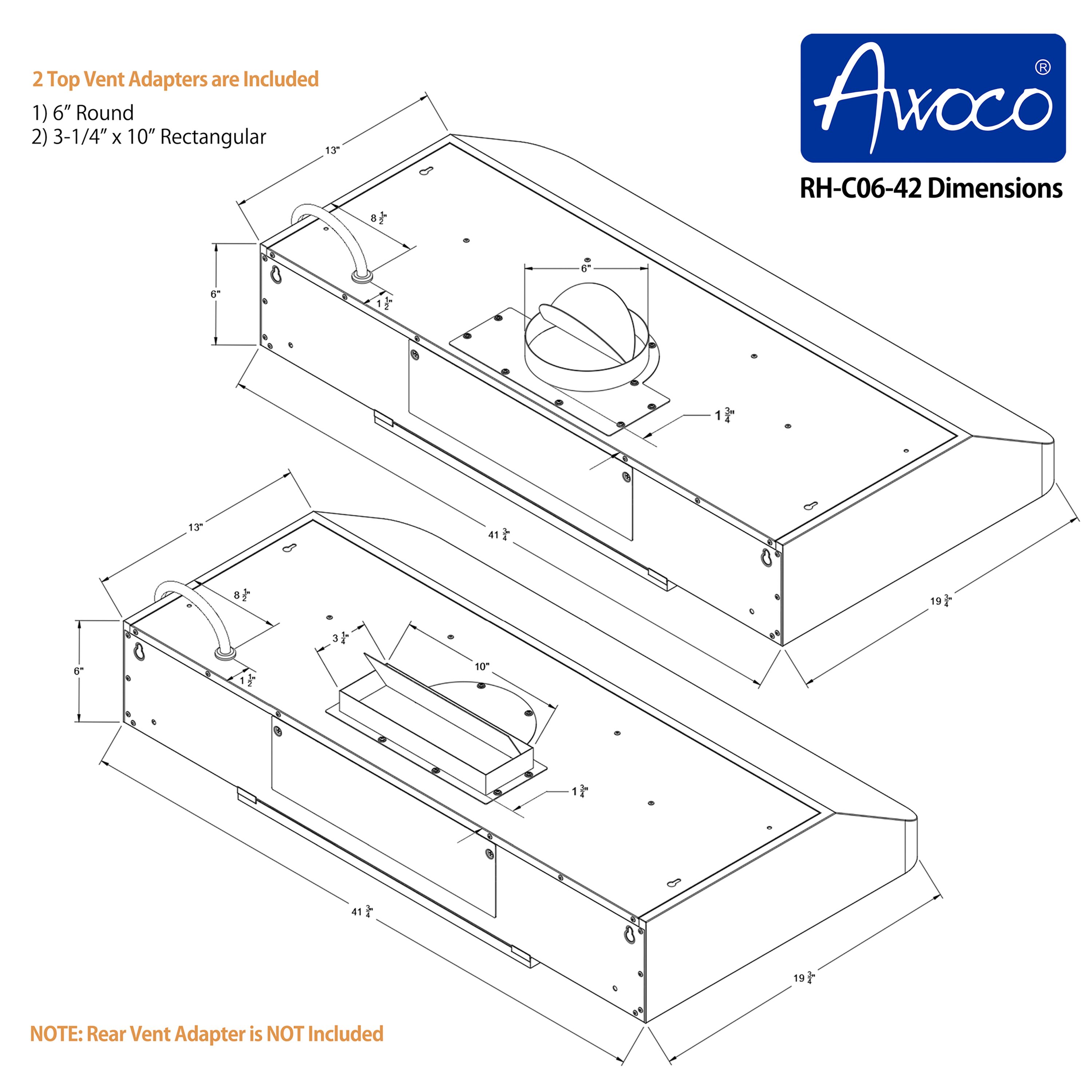 Awoco RH-C06-42 Undercabinet-Range-Hoods - View #8