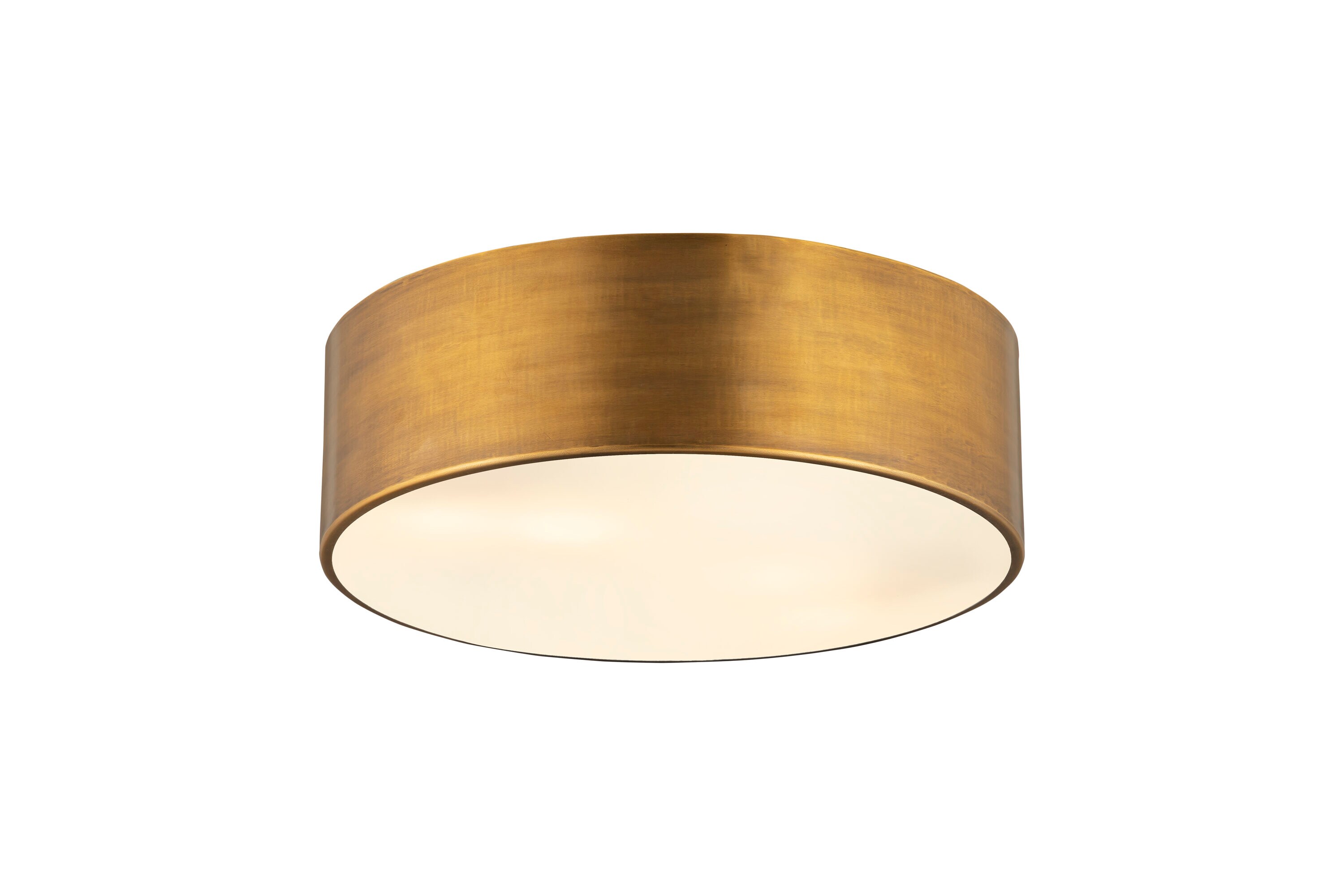 Harley Modern 3-Light Rubbed Brass Drum Flush Mount LED