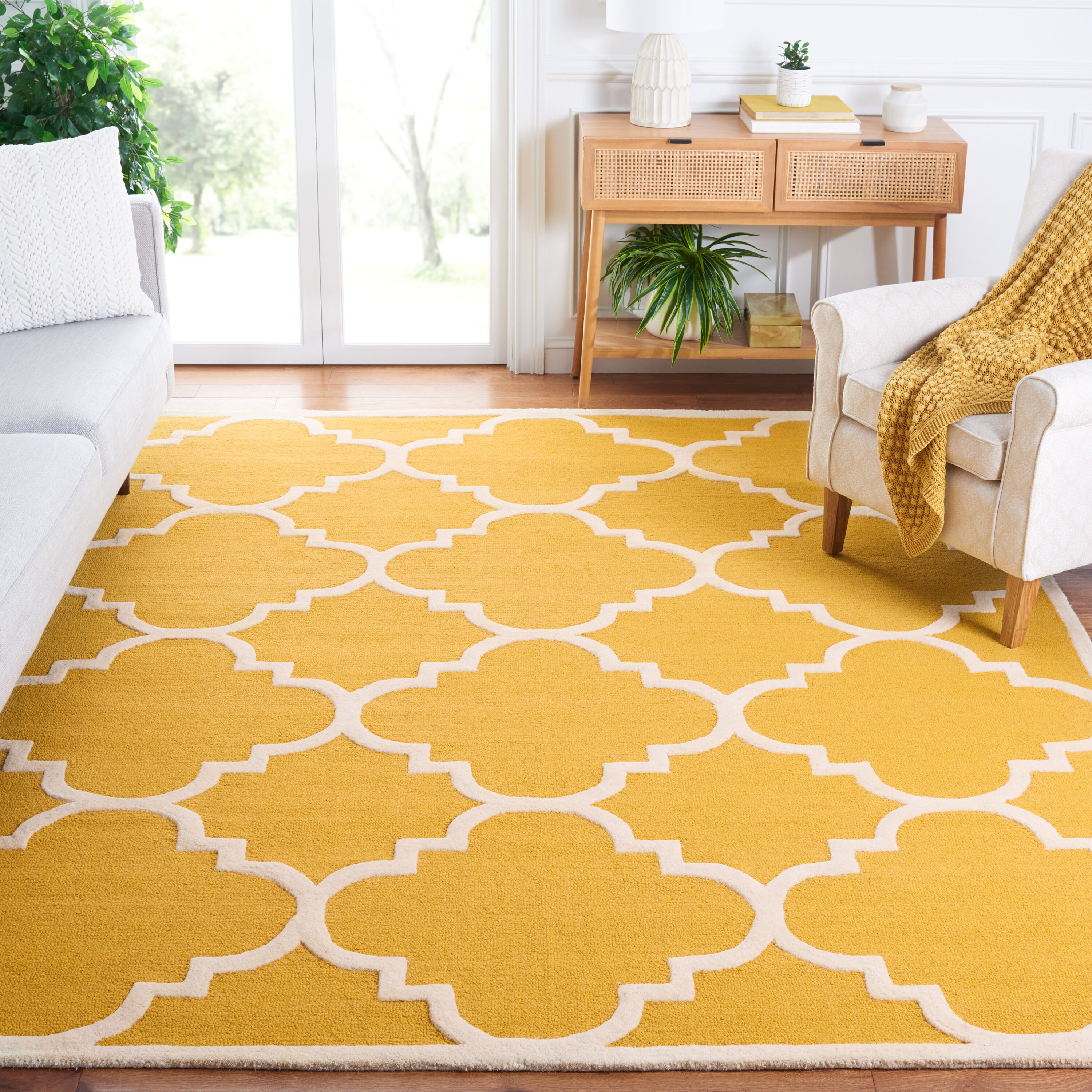  Cambridge 140 Gold/Ivory Contemporary 10ft x 14ft Large Rectangle Rug