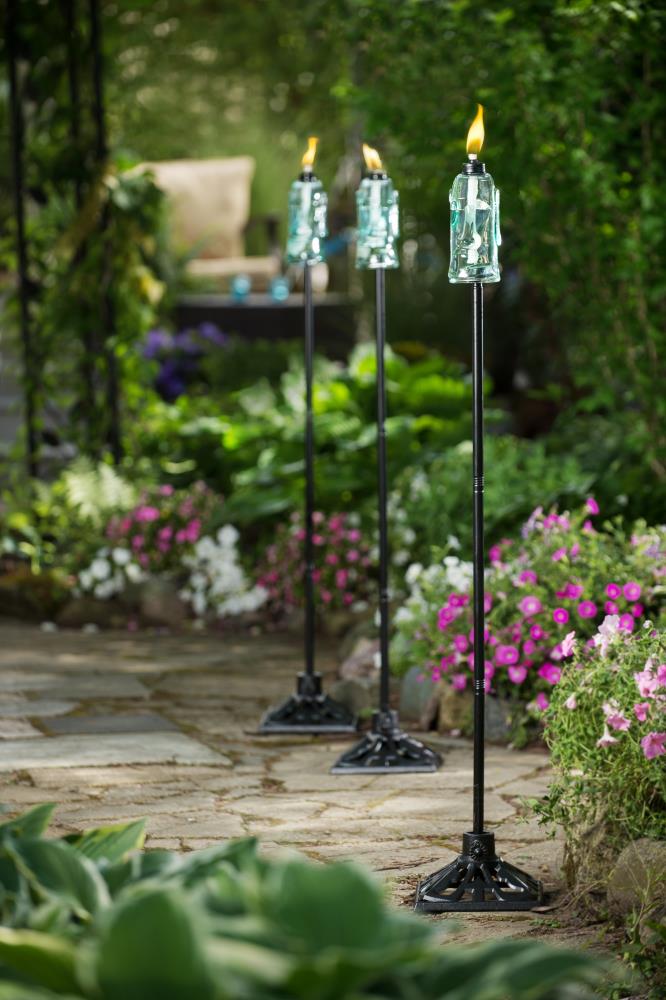 TIKI 65-in Blue Glass Garden Torch in the Garden Torches department at ...