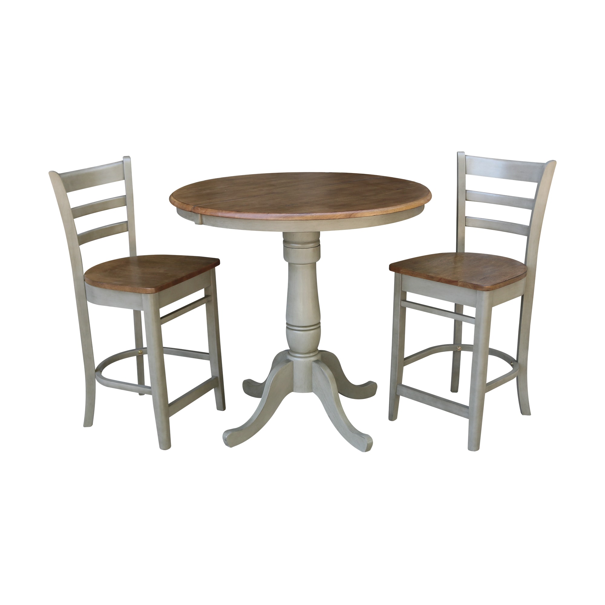 International Concepts K41-36RXT-6B-S6172-2 Distressed hickory/stone Traditional Dining Room Set with Round Table ( Seats 4 )