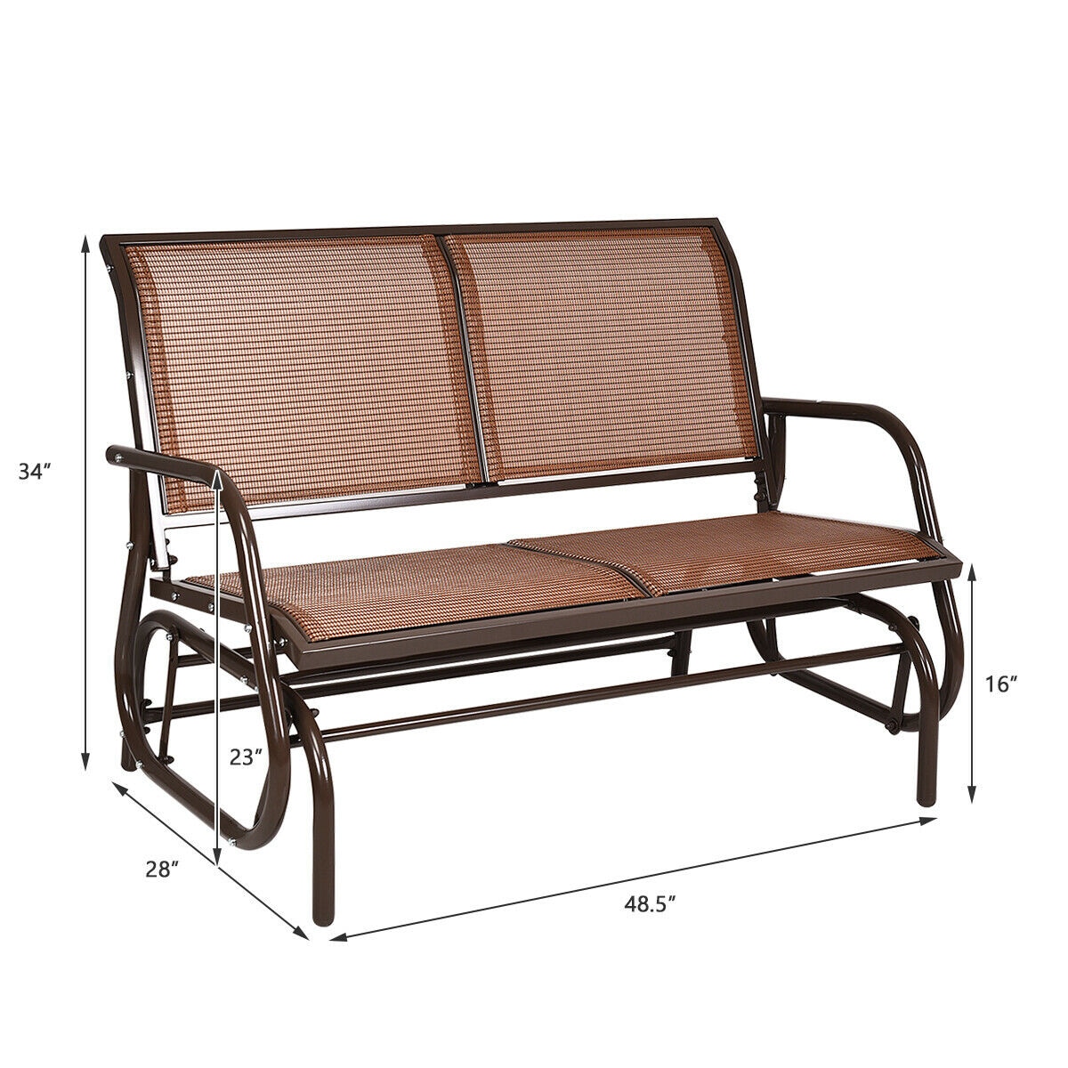 living accents steel bench glider