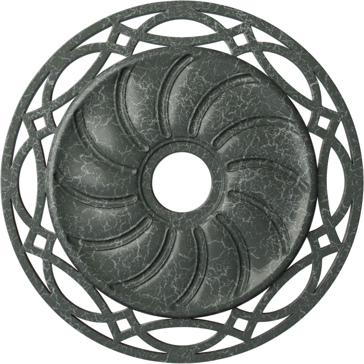 Ekena Millwork CM26LOAGC Loera 26.625-in W x 26.625-in L Painted Athenian Green Crackle Polyurethane Whole Ceiling Medallion