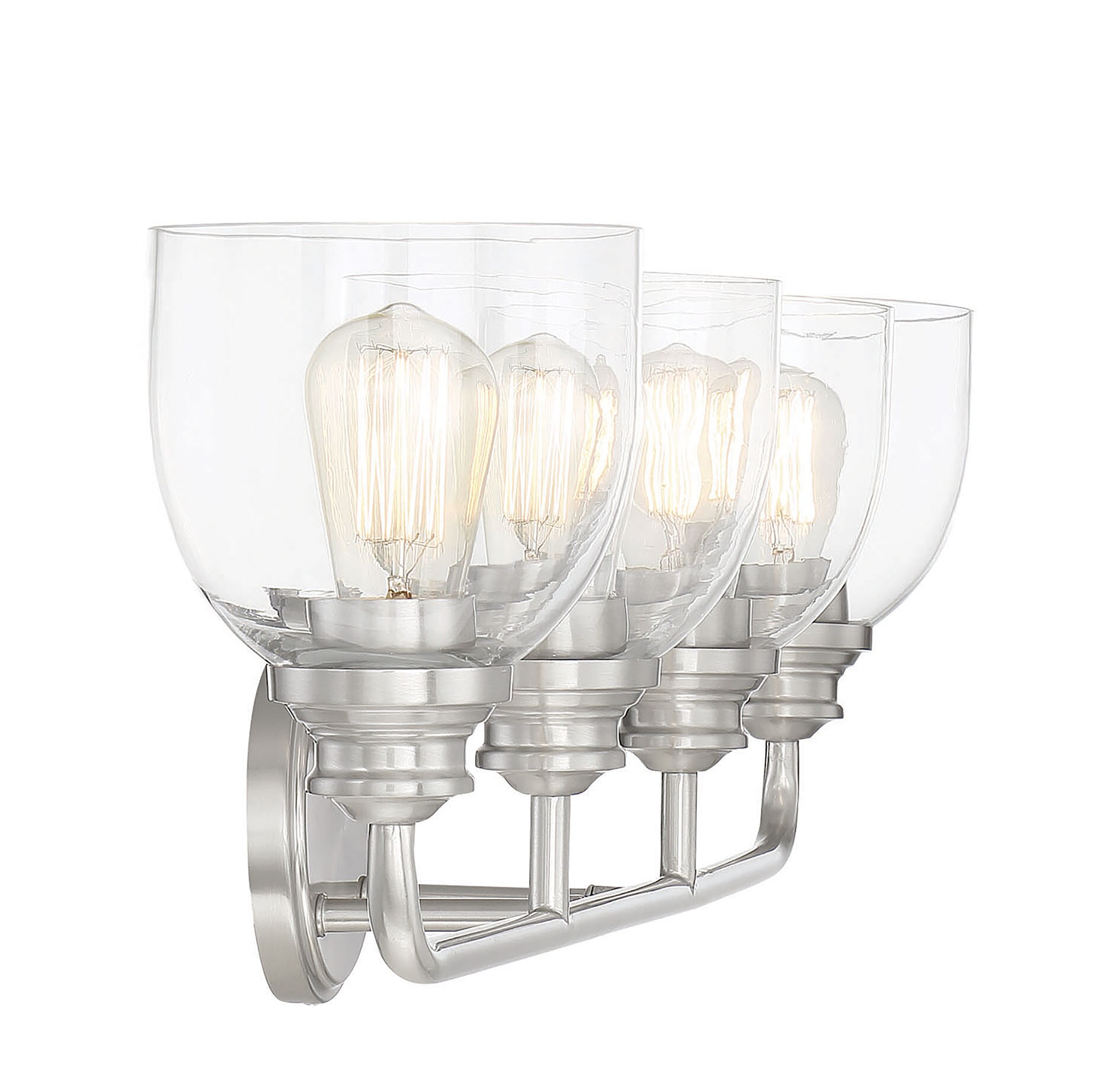 Satin Nickel 4-Light Vanity with Clear Glass Shades