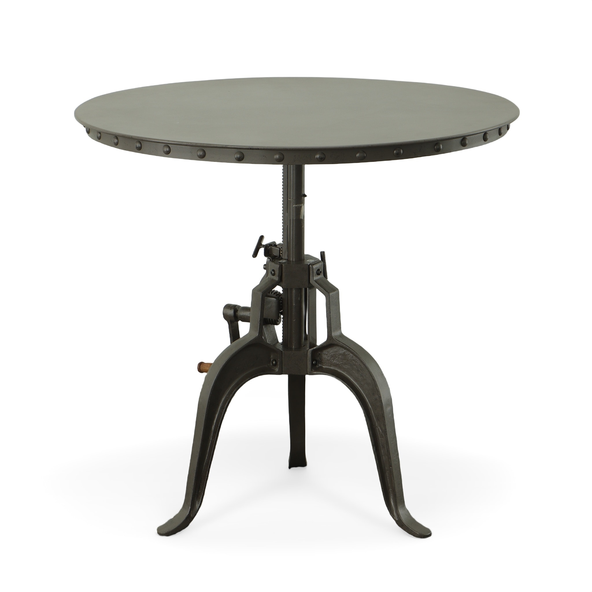 Carolina Cottage CT3636RT-IND Foundry hi-lo table Industrial Round Transitional Adjustable Table, Metal with Industrial Metal Pedestal Base 36-in L x 30-in H