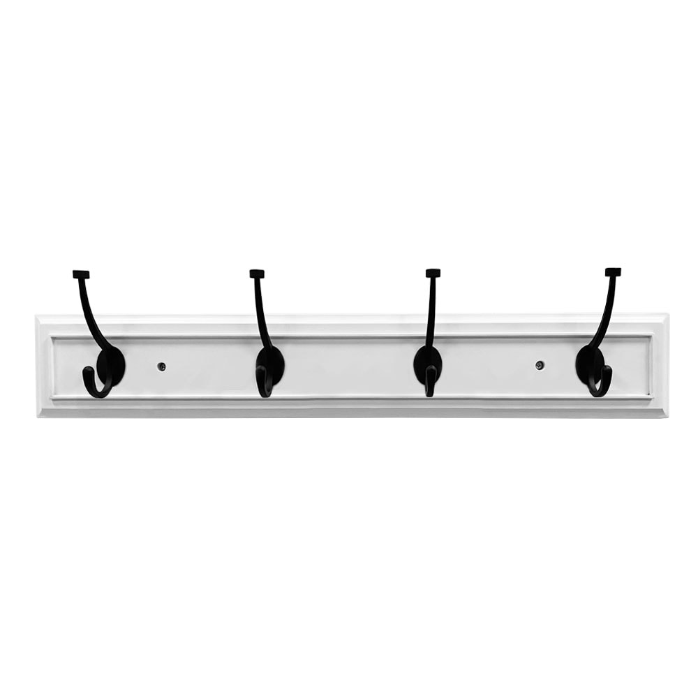 Home Decorators Collection 18 in. White Hook Rack with 4 Satin