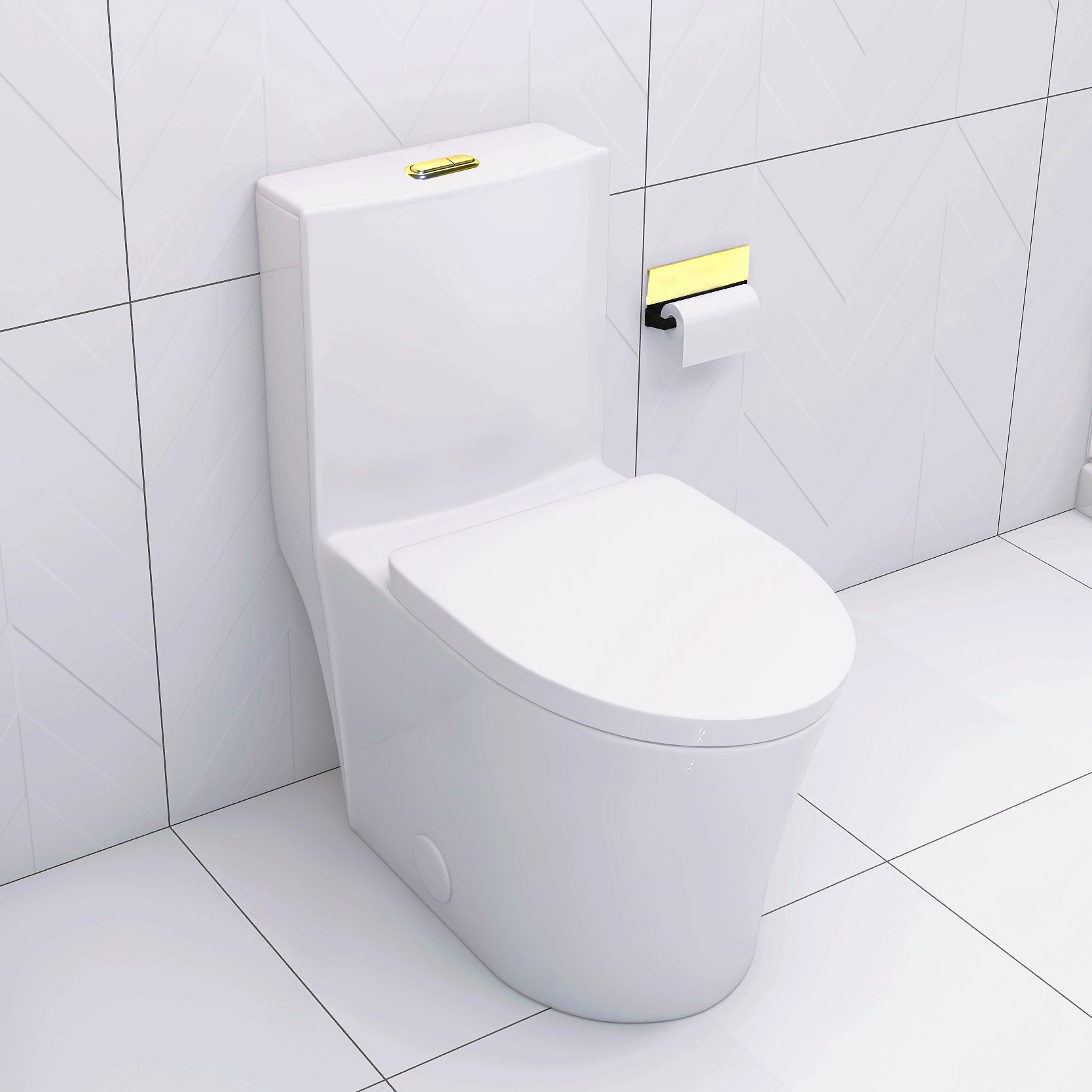 Tinyhomie - White Elongated One Piece Toilet