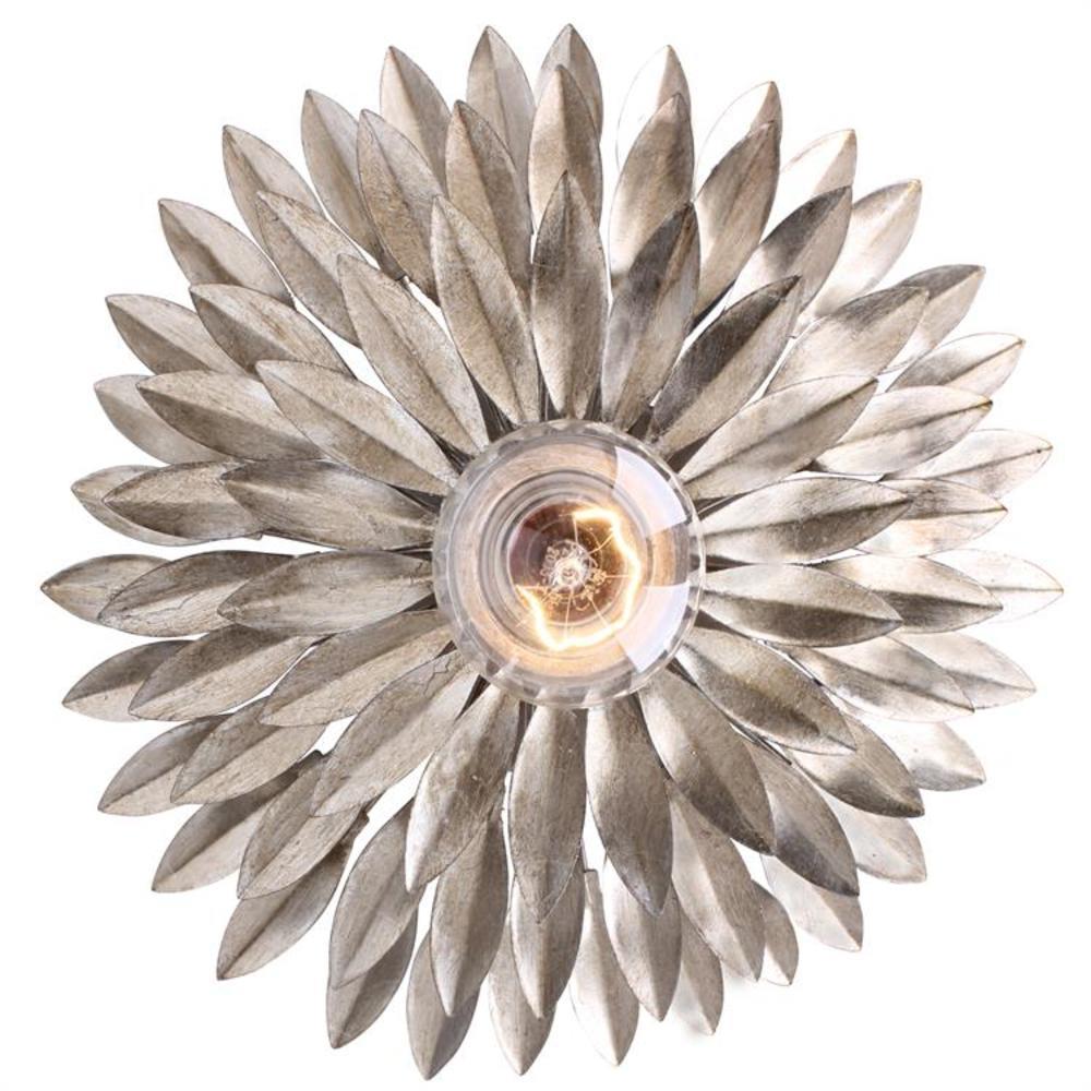 Elegant Antique Silver 1-Light Crystal Incandescent Ceiling Mount