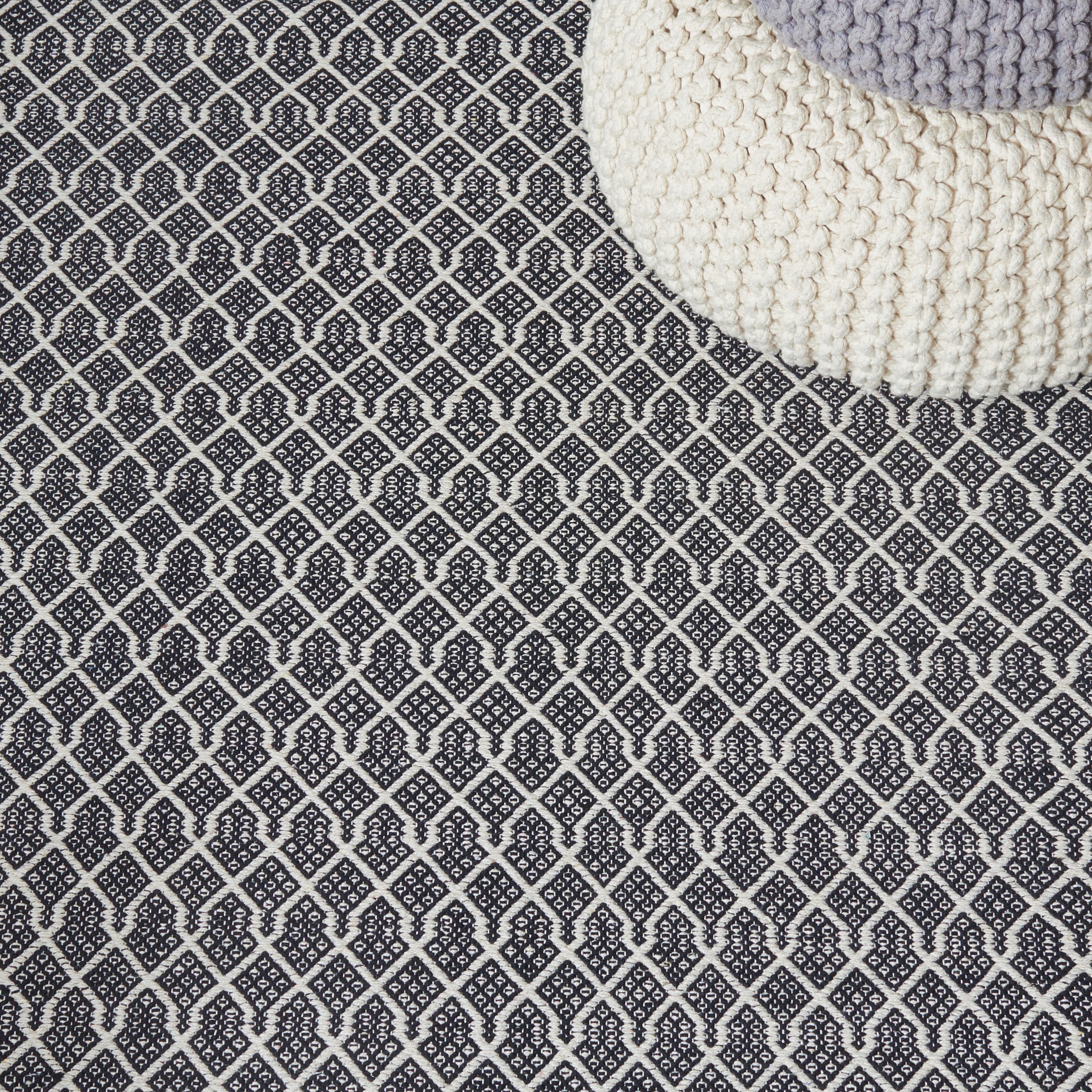 Handmade Black and Ivory Wool Geometric 9' x 12' Area Rug