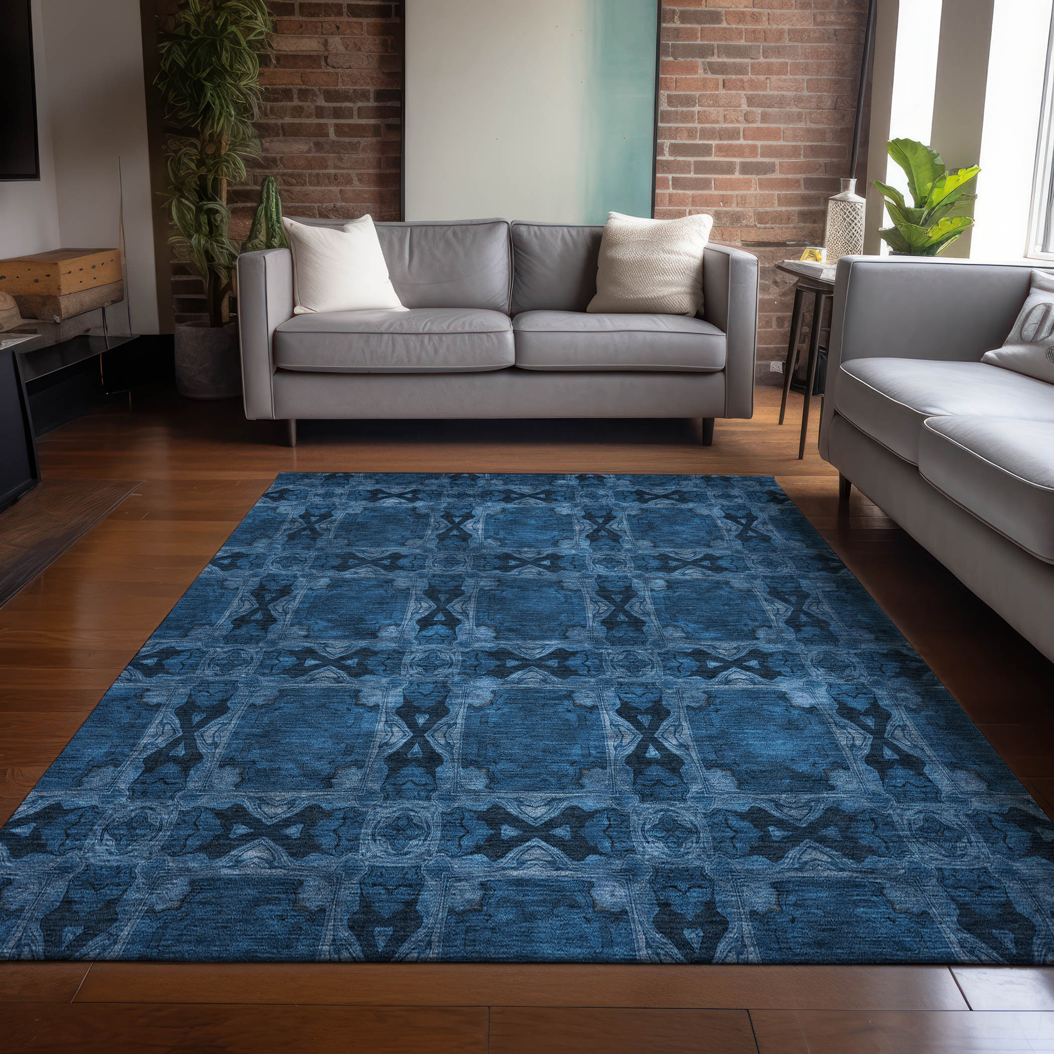 Addison Rugs ACN564NA30X46 Chantille ACN564NA 2 x 3 (ft) Polyester Navy Rectangular Indoor/Outdoor Geometric Machine washable Area rug