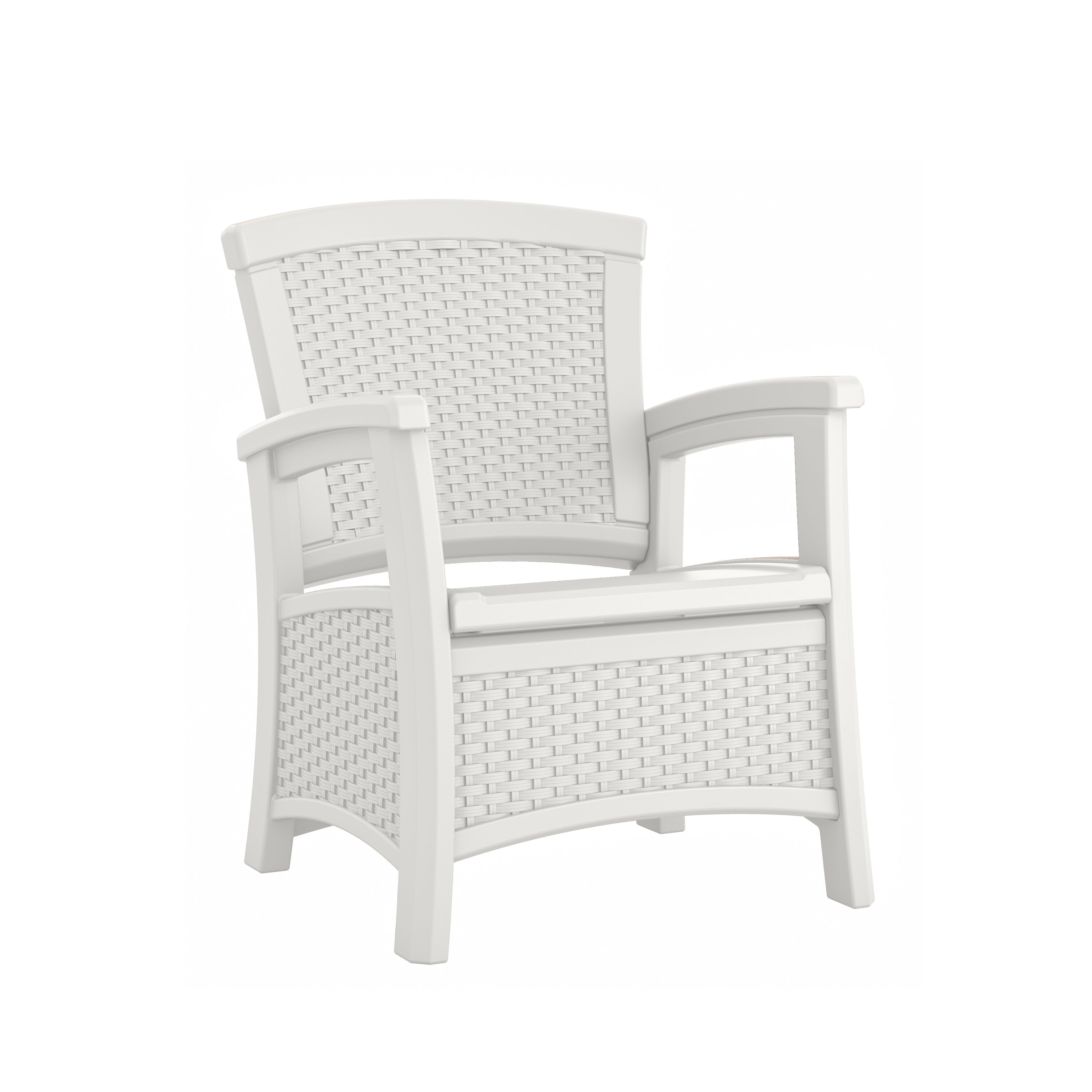 Suncast BMCC1800CB Elements Wicker Ice Cube Resin Frame Stationary Chaise Lounge Chair with Solid Seat