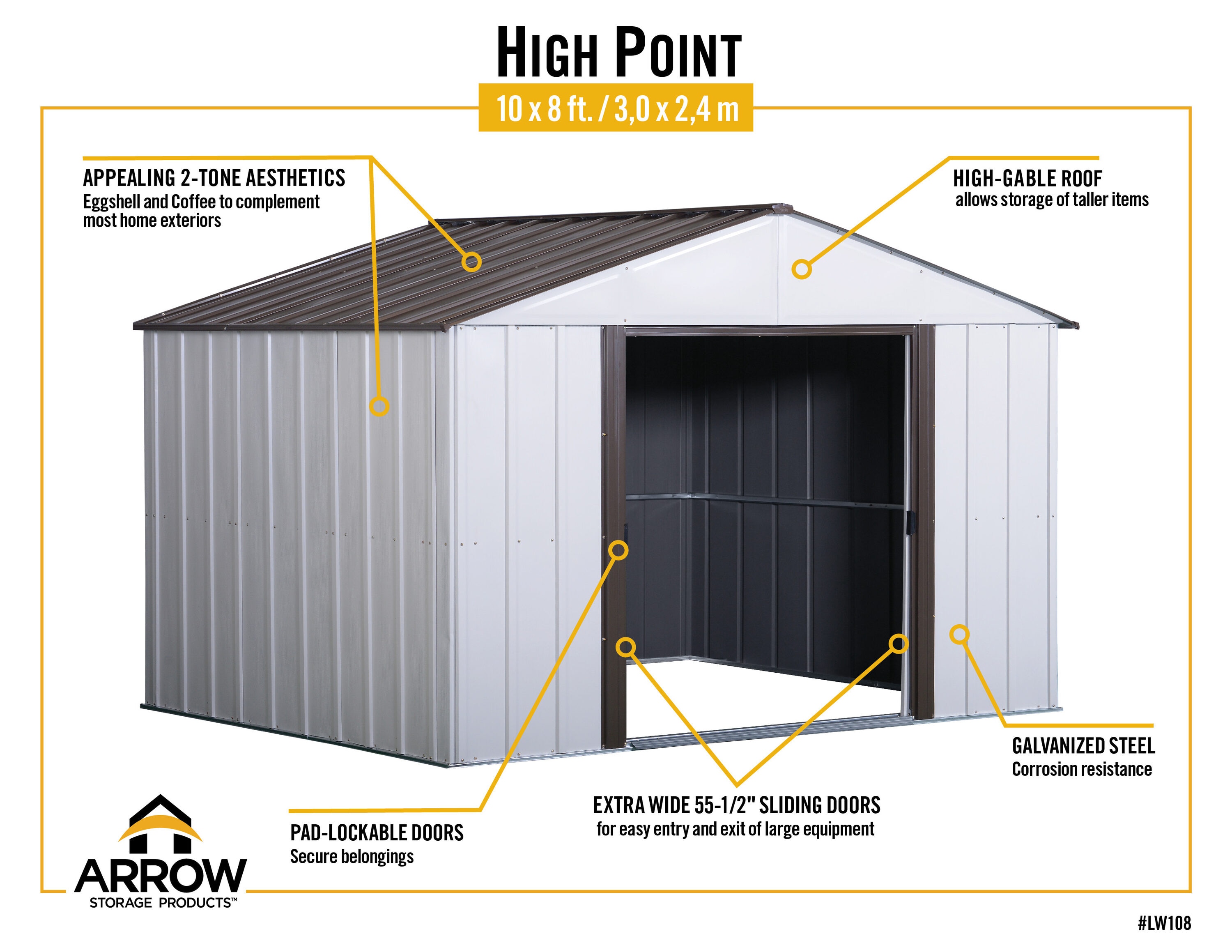 Arrow LW108 Metal-Storage-Buildings-Sheds - View #11