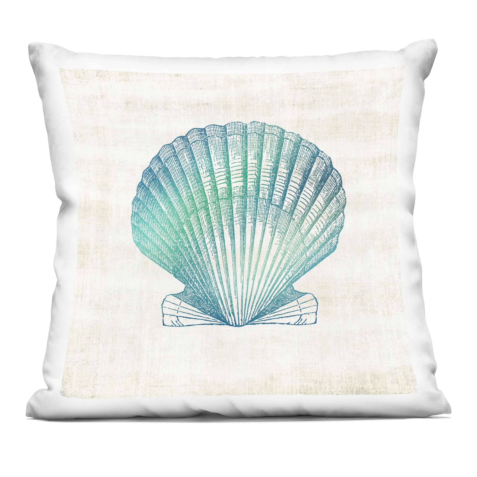 Stupell Industries PLO-799-SQW-18X18 Gradient Clam Seashell Decorative Printed Pillow Design by Susan Arnot