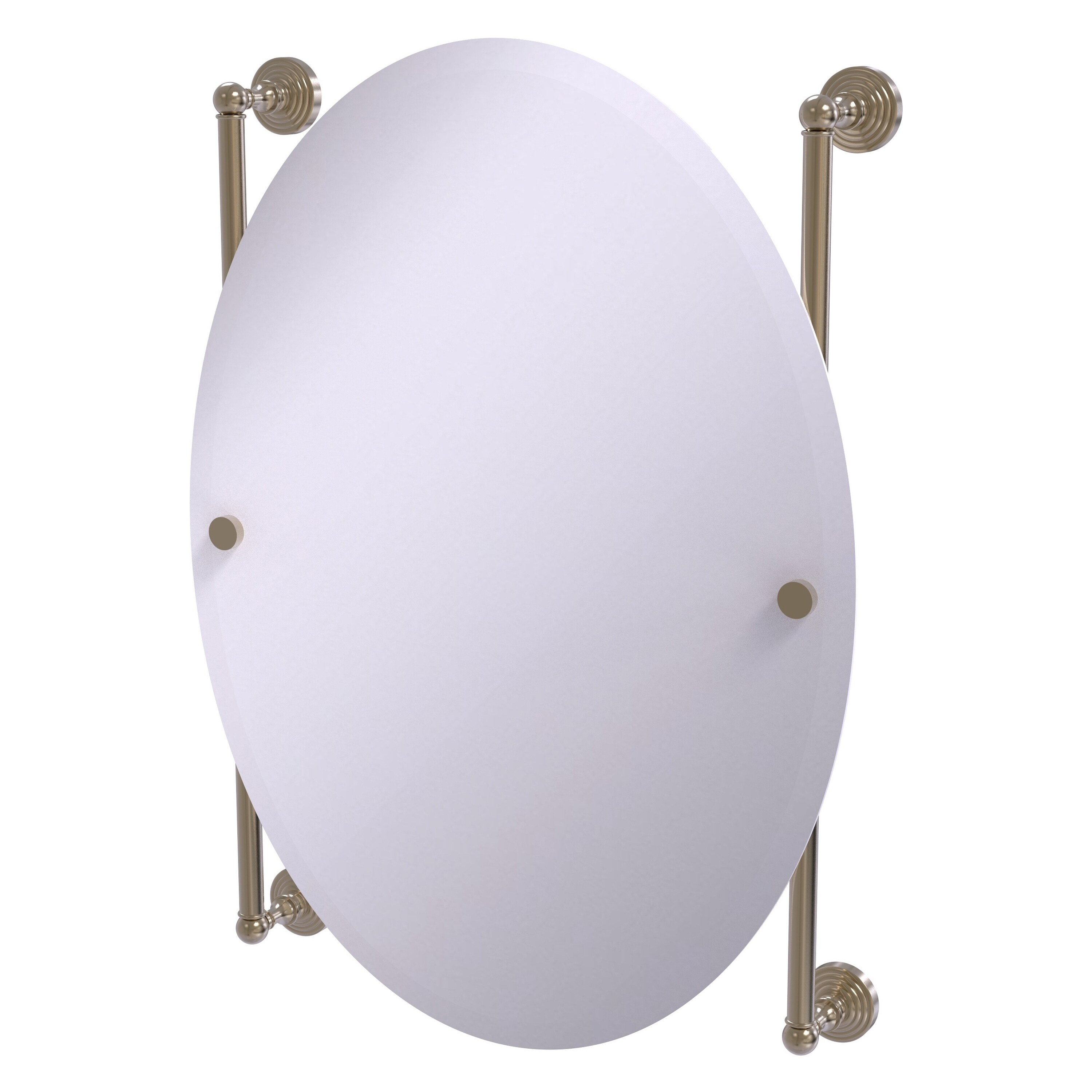 Allied Brass WP-27-91-PEW Waverly Place 21-Inches x 29-Inches Beveled Frameless Oval Bathroom Vanity Mirror ( Antique Pewter )