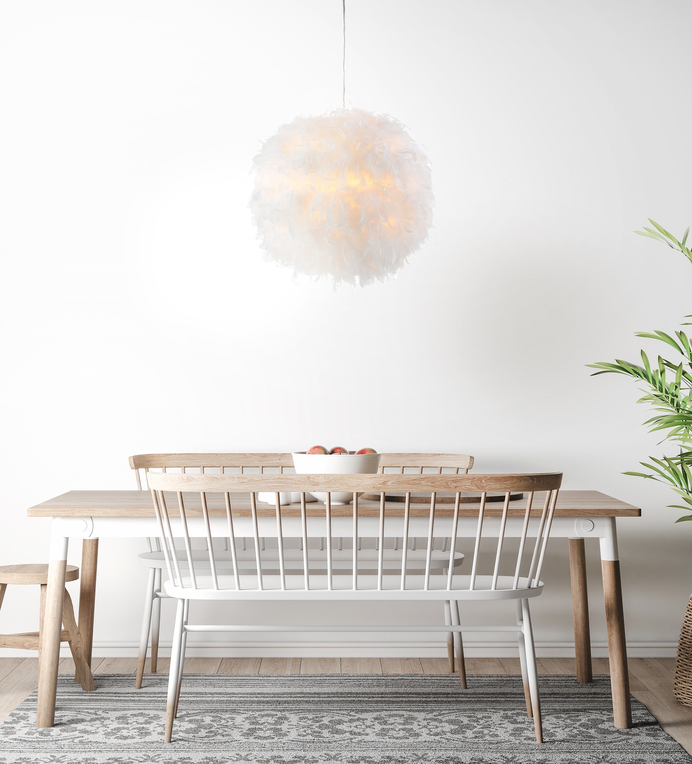 Stork 19" White Iron LED Adjustable Drum Pendant Light