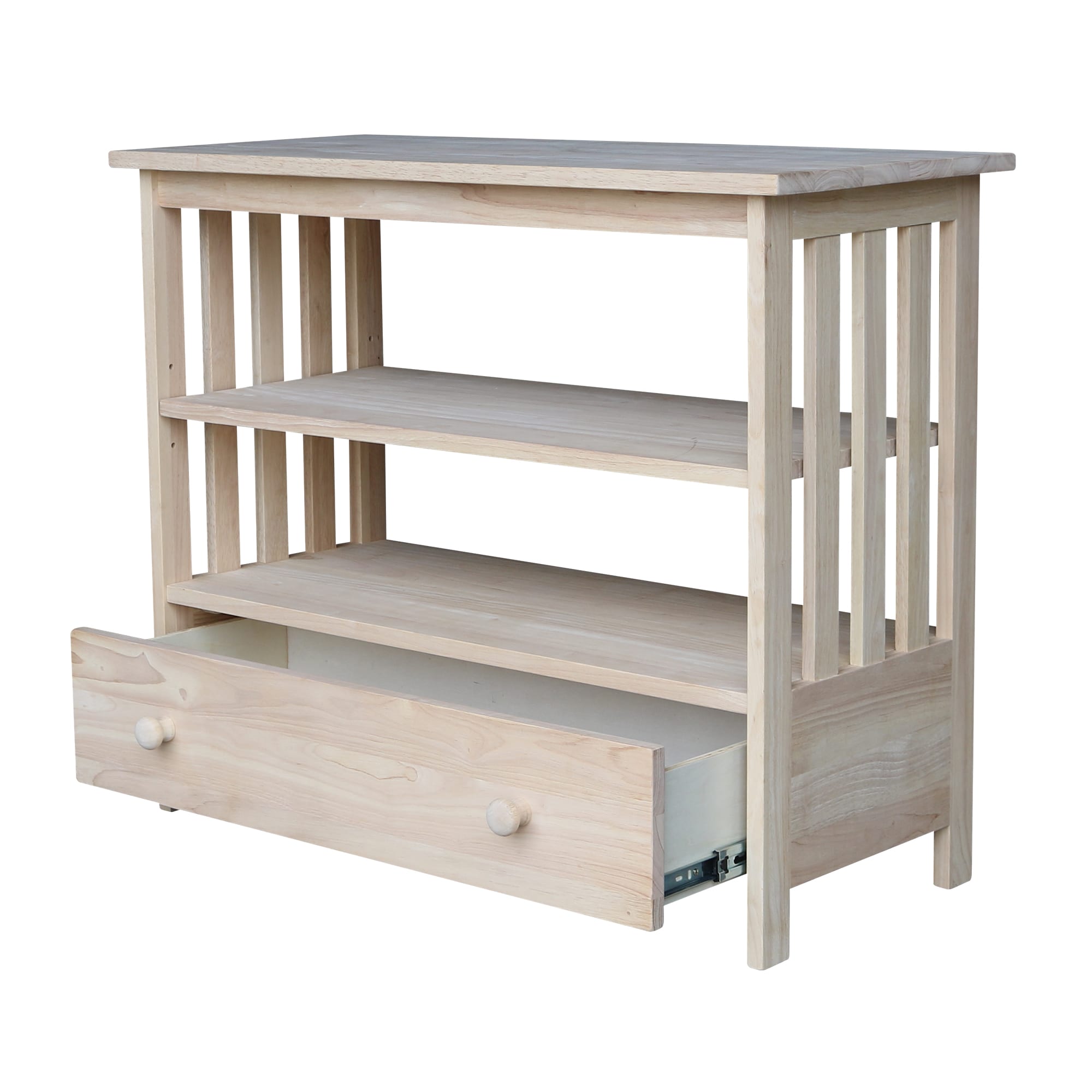 Brown Solid Wood Mission Entertainment TV Stand with Cabinet