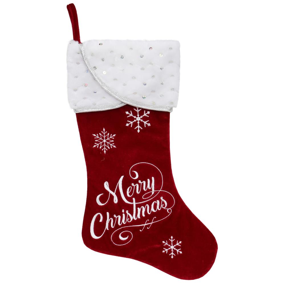 HOME DECOR Holiday Time Details about   19" RED CHRISTMAS STOCKING W/SNOWFLAKE GLITER CUFF 