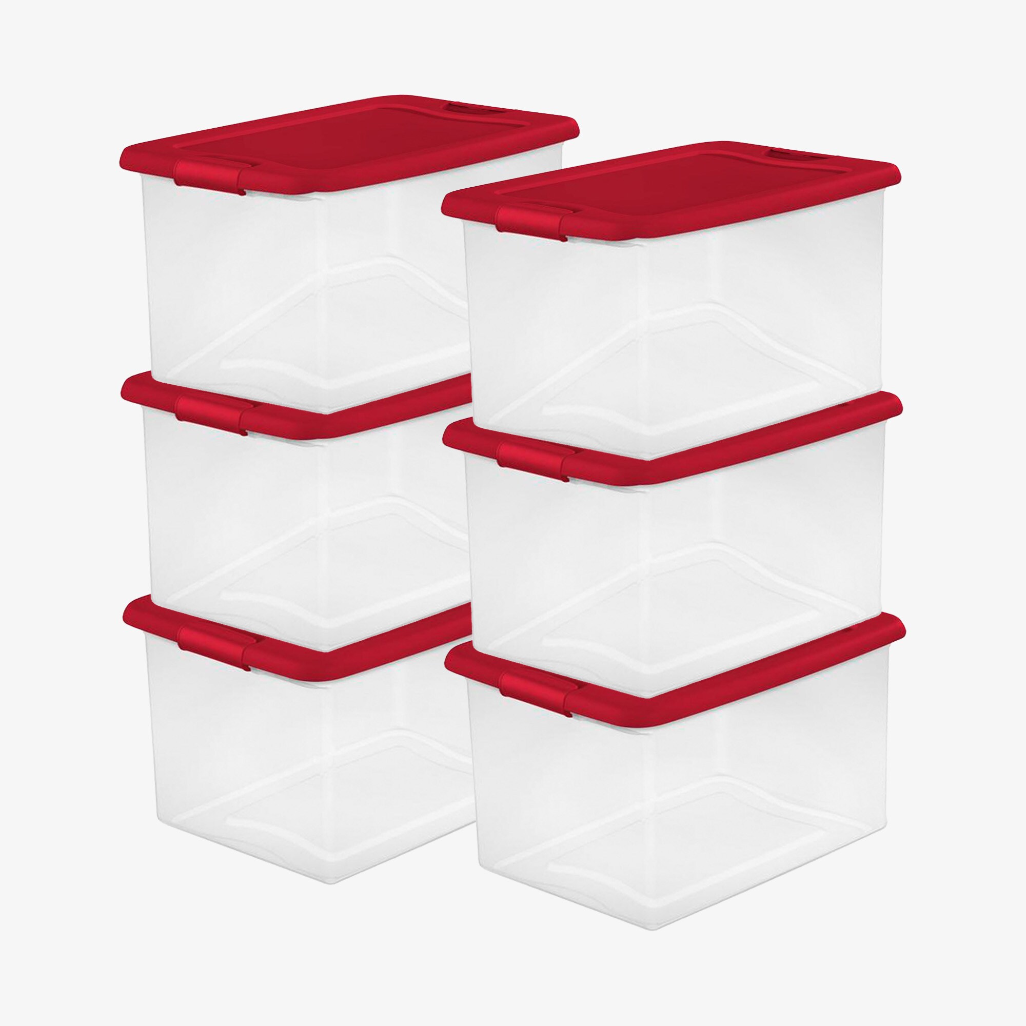 Sterilite  64 Qt. Clear Plastic Latching Lid Storage Bin Container Tote 6 Pack