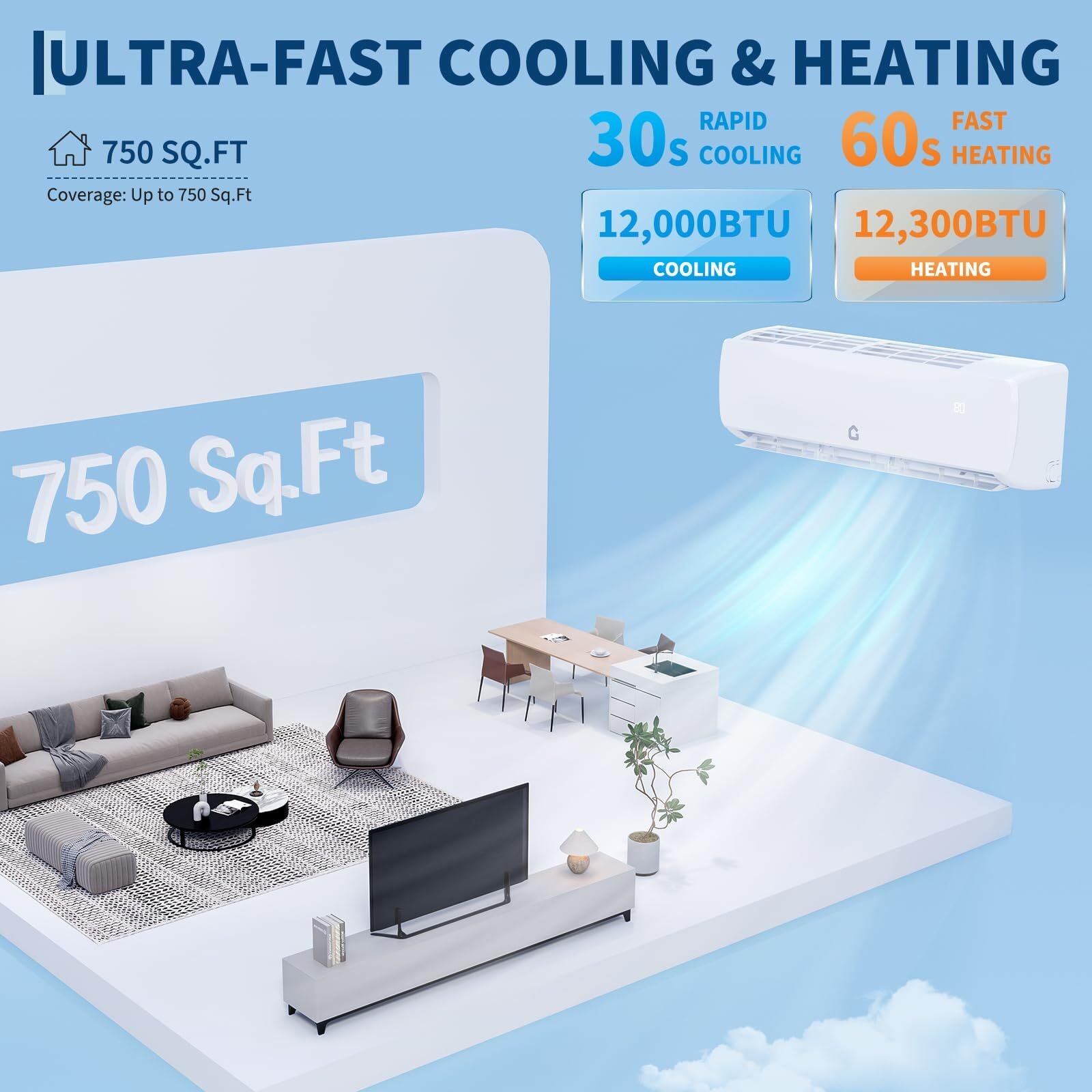 GarveeLife 12000 BTU Mini Split Air Conditioner Heat Pump 19 SEER2 230V Energy Efficient Inverter Ductless System Cools Up to 750 SqFt Pre-Charged Condenser Complete Installation Kit Sansujyuku sansujyuku.com