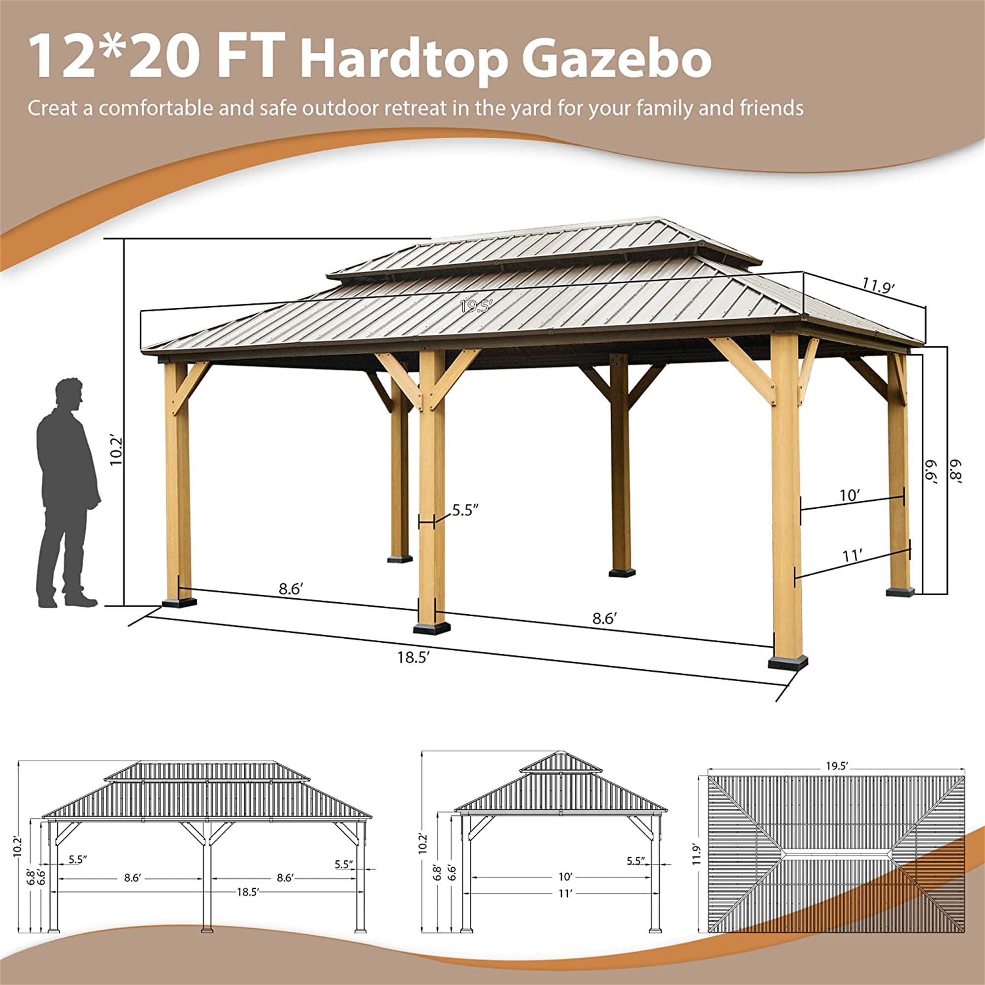 Mondawe MA-DLOS190 Wood-Resin-Gazebos - View #7