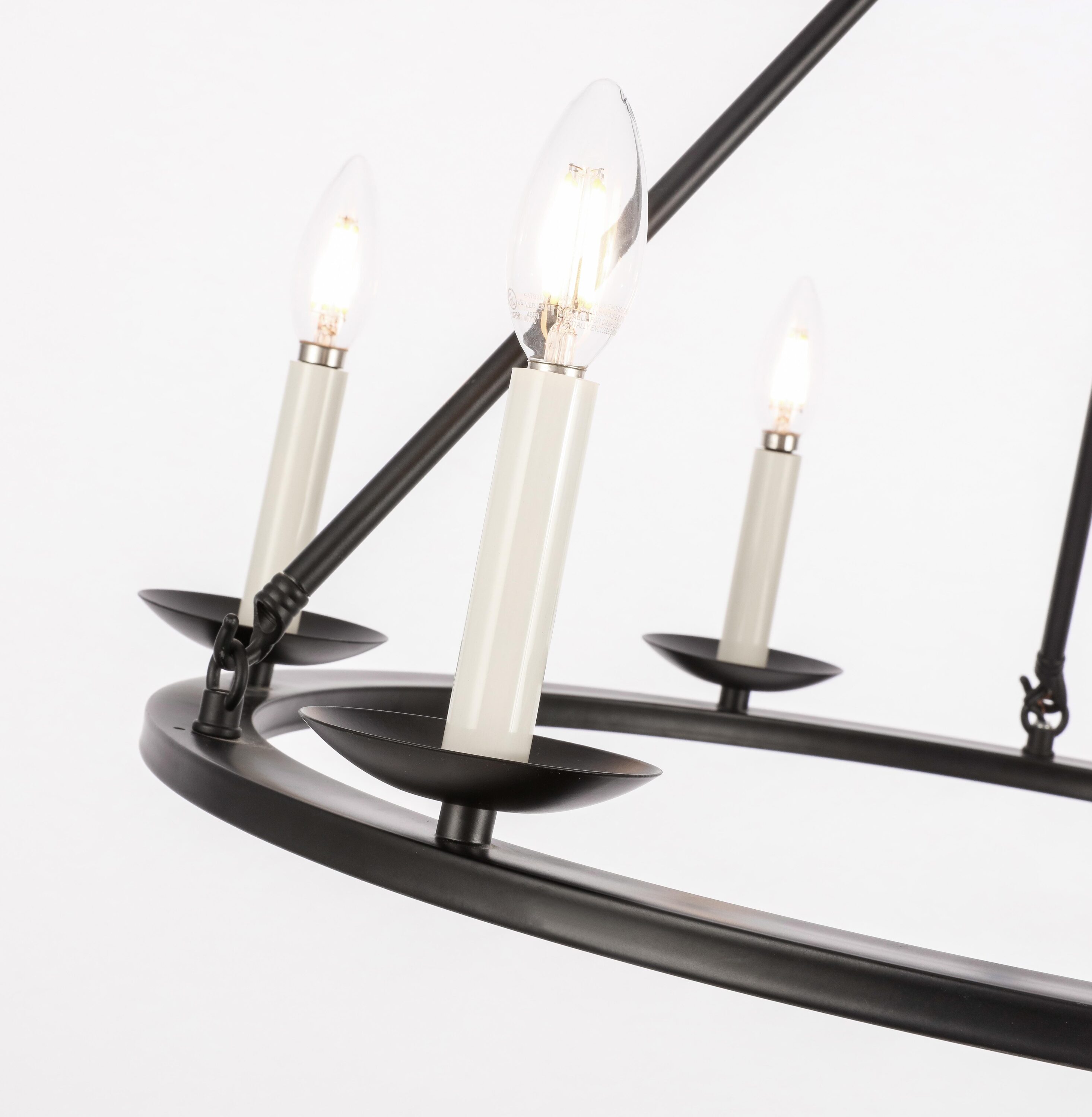 Elegant Maine 6-Light Black Metal Circular Chandelier