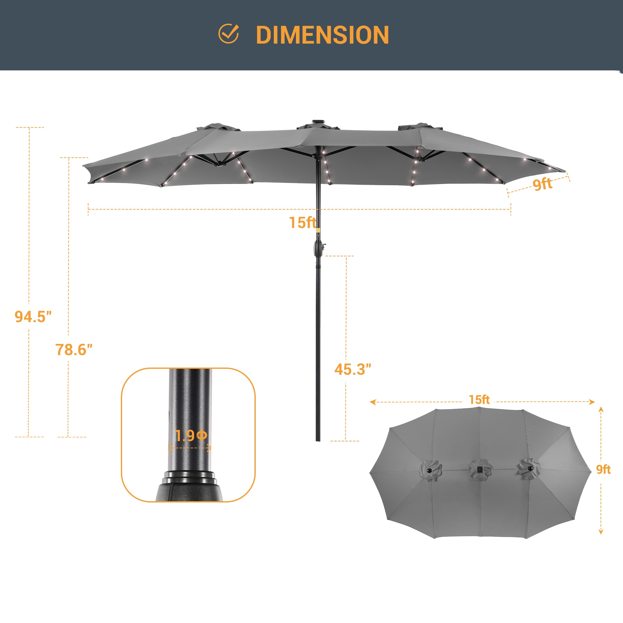 ACEGOSES LW-MK-LED460GY-B Umbrellas-2 - View #5