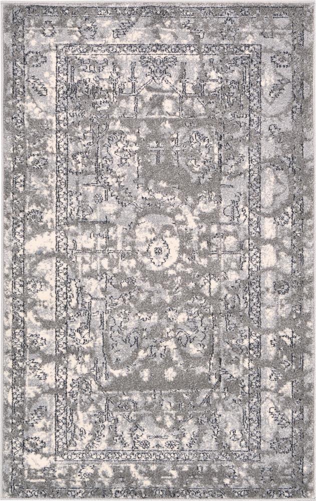 Unique Loom 3119795 Vintage La Jolla 3 x 5 (ft) Loomed Polypropylene Gray/Silver Rectangular Indoor Border Vintage Area rug
