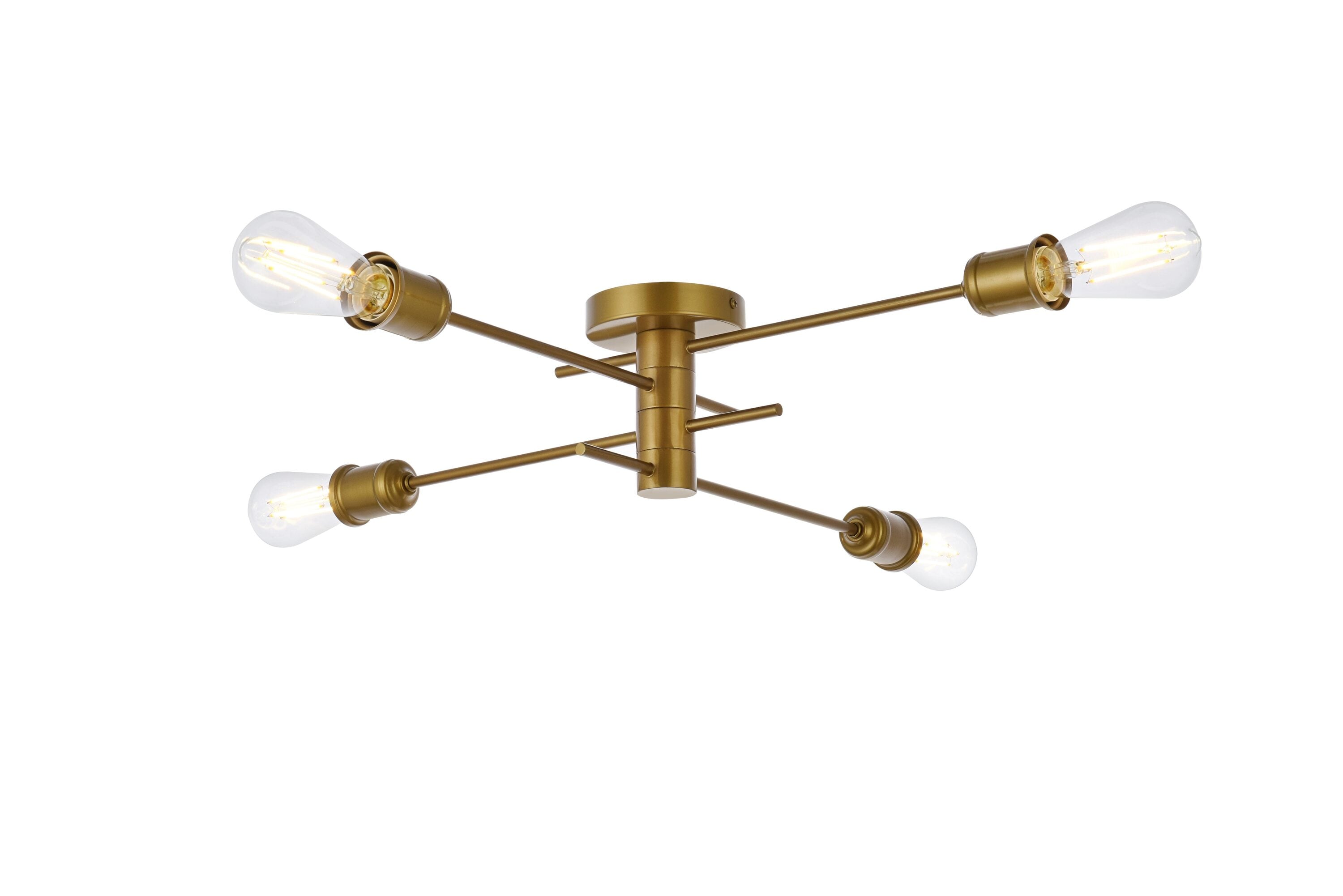 Elegant Decor HFDL21150F26BR Home Furnishing 4 -Light 26-in Brass Flush Mount Light