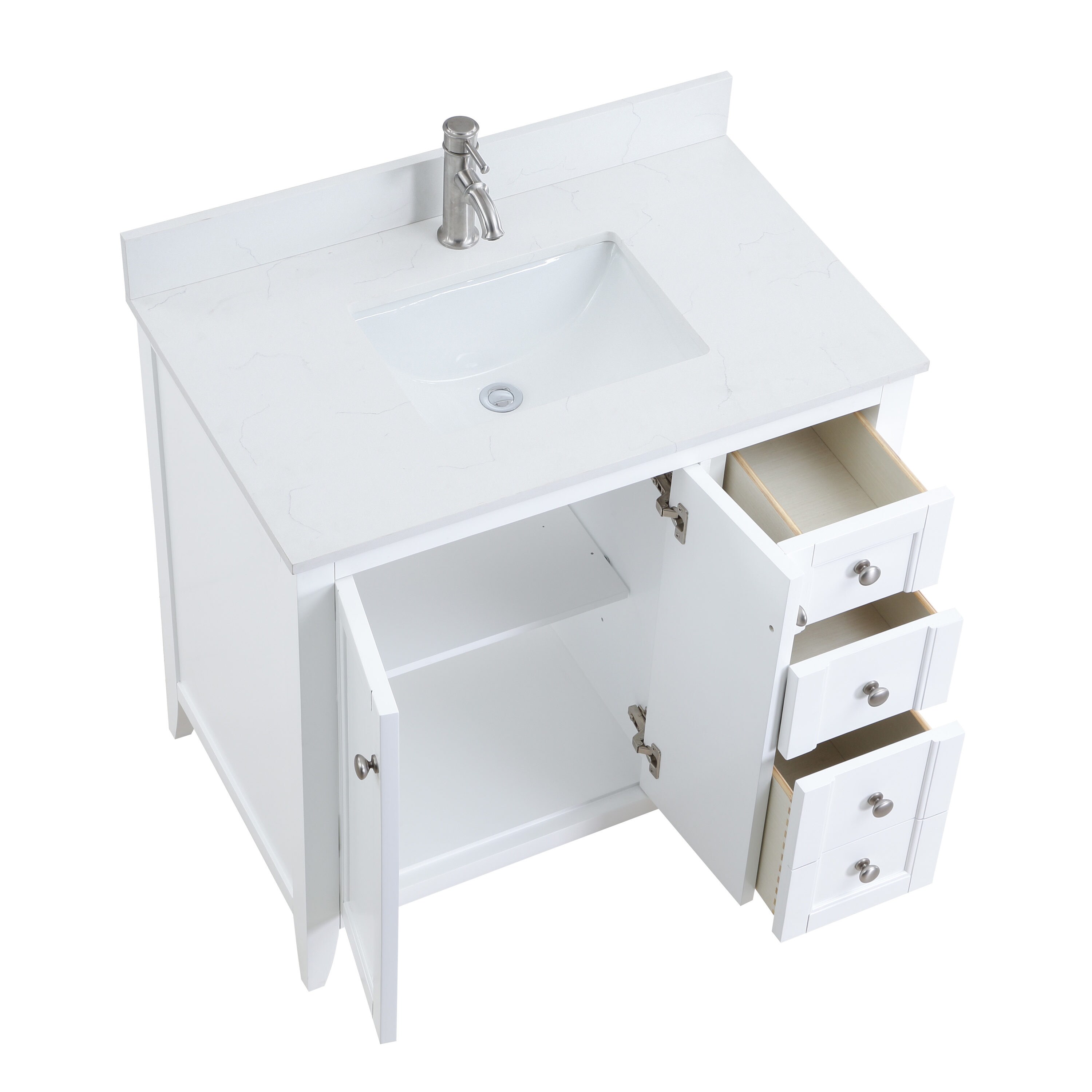 Northridge Home Kiera 36-in White Undermount Single Sink Bathroom ...