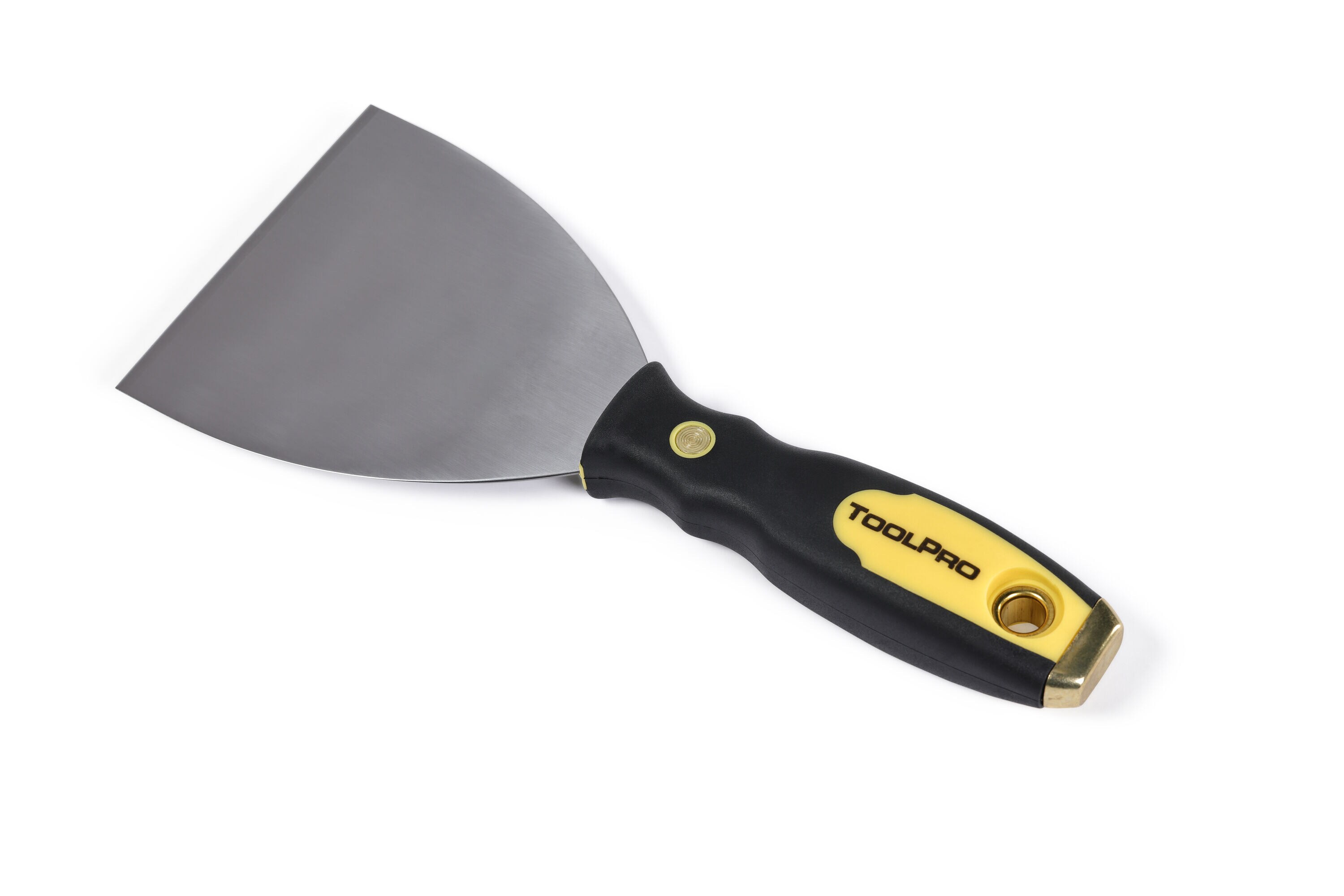 ToolPro 4-inch Steel Joint Knife with Rubber Handle and Hammer End for Drywall - Not Flexible
