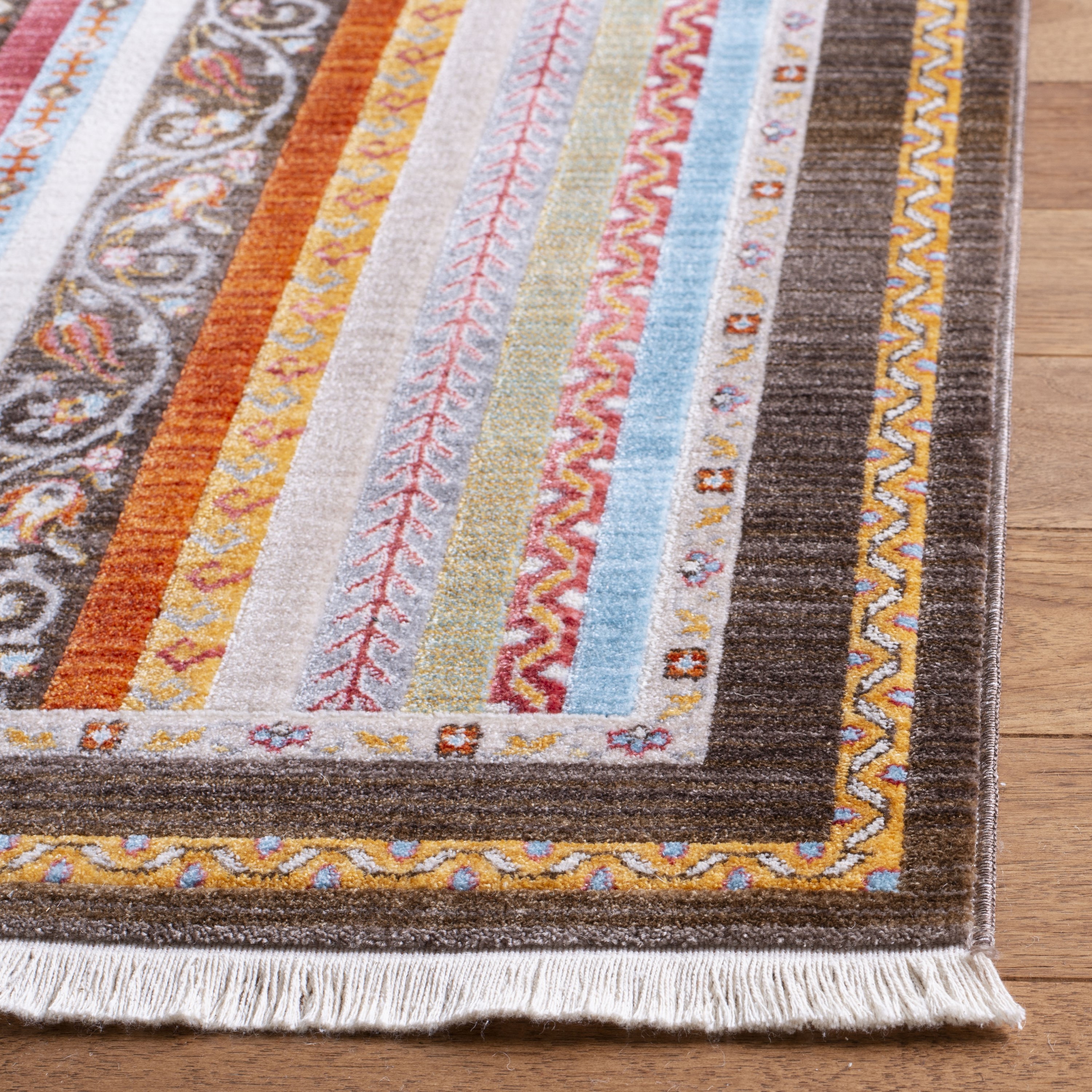 Colorful Striped Synthetic 8' x 10' Rectangular Area Rug