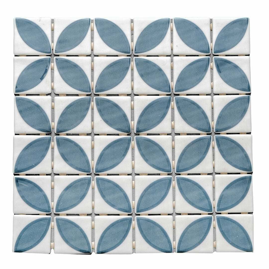 The Tile Life SPENTLILYNA Sample- Eterna Lily Navy Blue 4-in x 4-in Multi-finish Glass Floor and Wall Tile