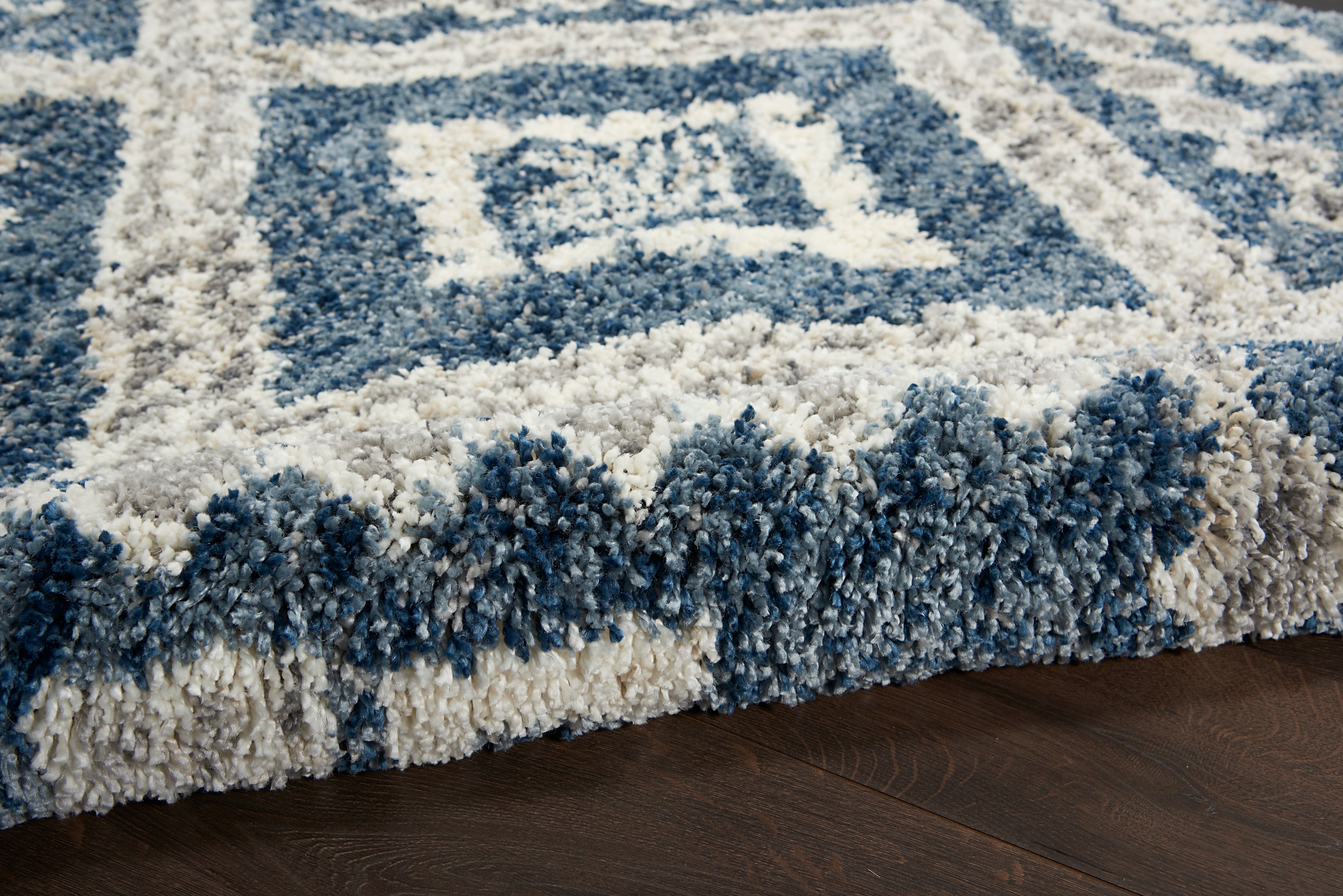 Denim Blue Diamond Shag 8' x 10' Synthetic Area Rug