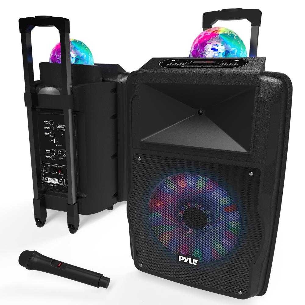 Pyle  700W Wireless Portable PA Speaker System  Rechargeable Bluetooth USB Micro SD FM AUX Mic  DJ Lights  For Parties