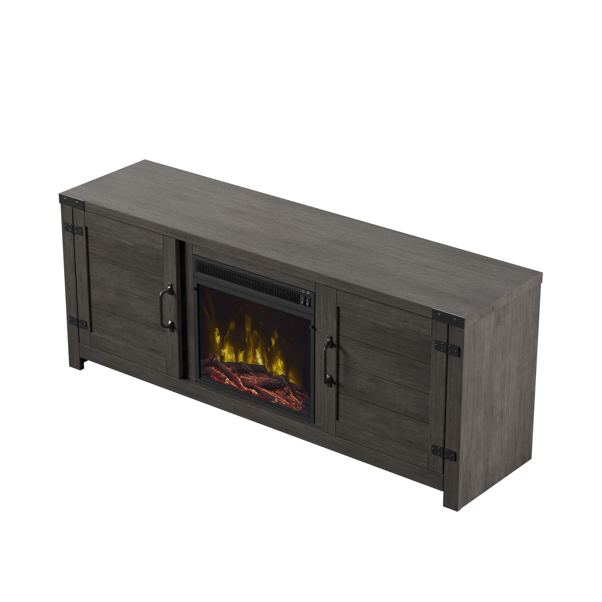 ClassicFlame 59.5-in W Gray TV Stand with LED Electric Fireplace 