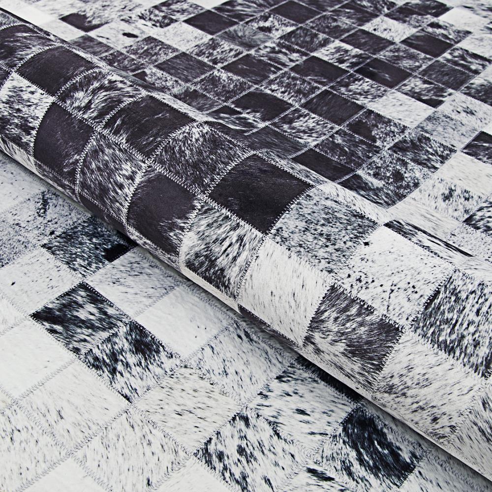 Coal Gray Geometric Faux Cowhide Area Rug 3'9" x 5'5"