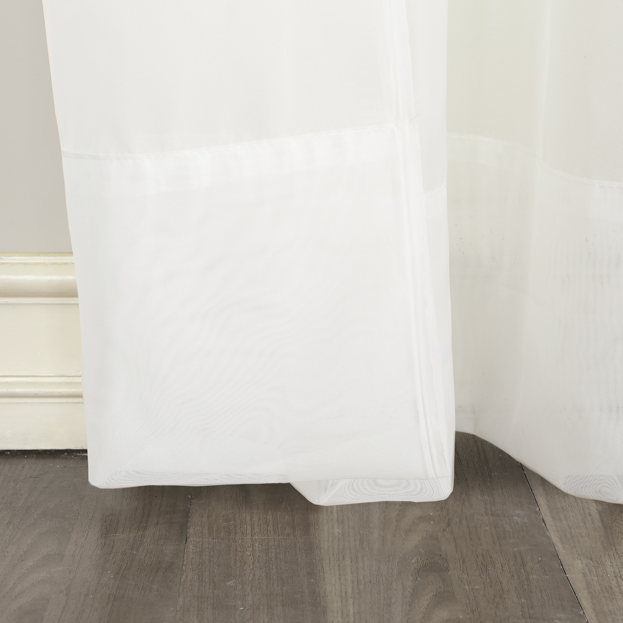 White Sheer Tab Top Polyester Curtain Panel