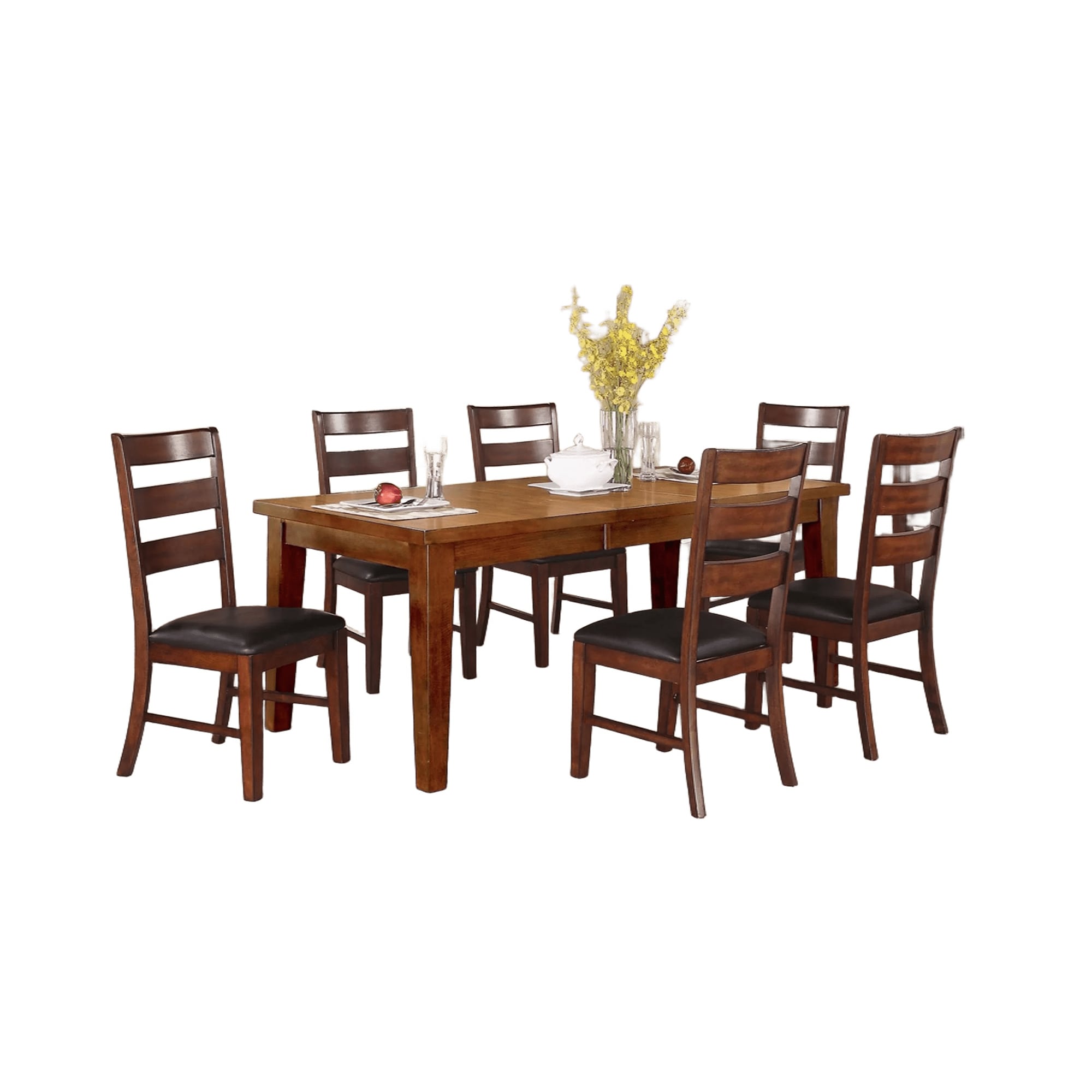 Clihome BB-BS-04AAD 7-piece dining set Walnut Contemporary/Modern Dining Room Set with Rectangular Table ( Seats 6 )