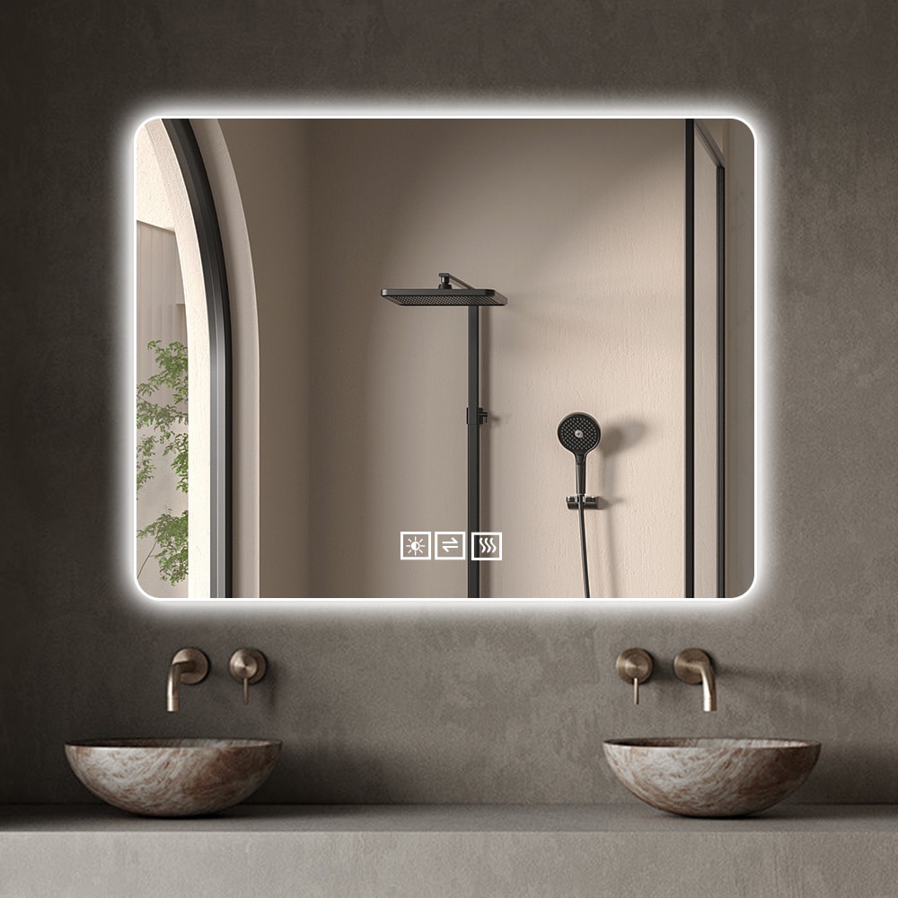 Boyel Living 28 by 36 Inch Bathroom Mirror with LED Lights Front and Backlit Anti Fog Wall Mounted 3 Colors and 5 Level Dimmable #BL-LH-28061