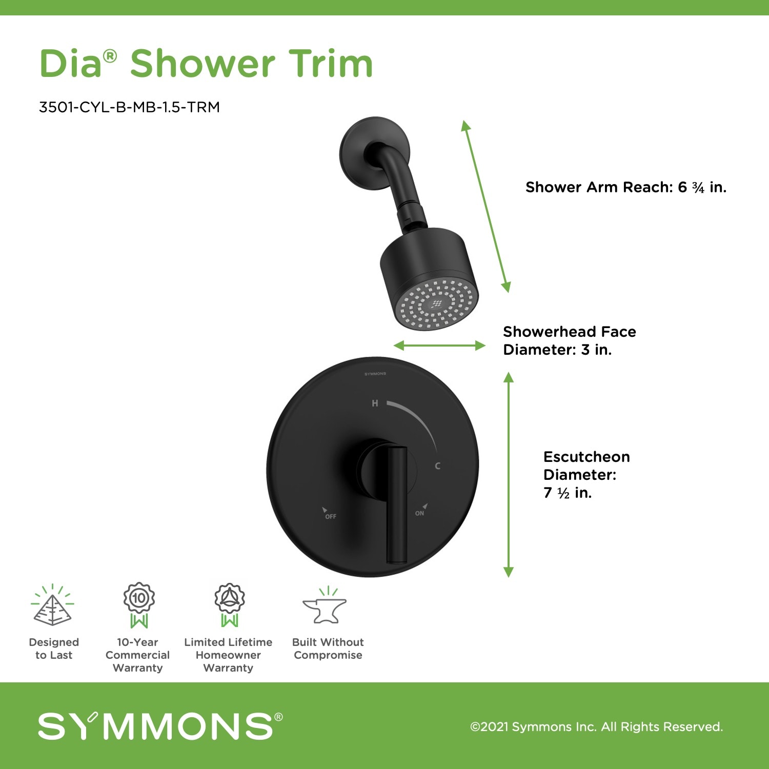 Symmons 3501CYLBMB1.5TRM Tub-Shower-Faucets - View #2