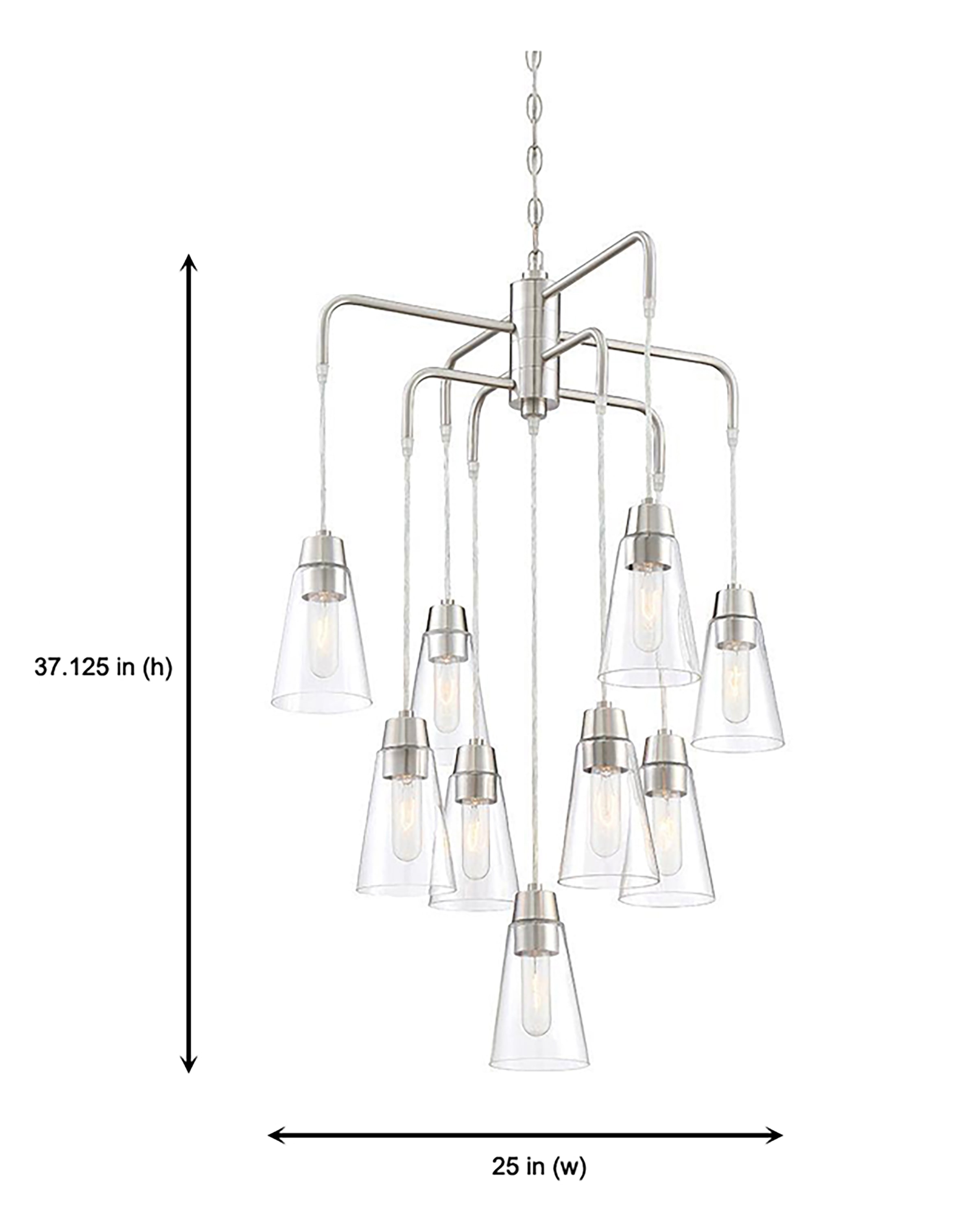 Echo Satin Platinum 9-Light Chandelier with Clear Glass Shades